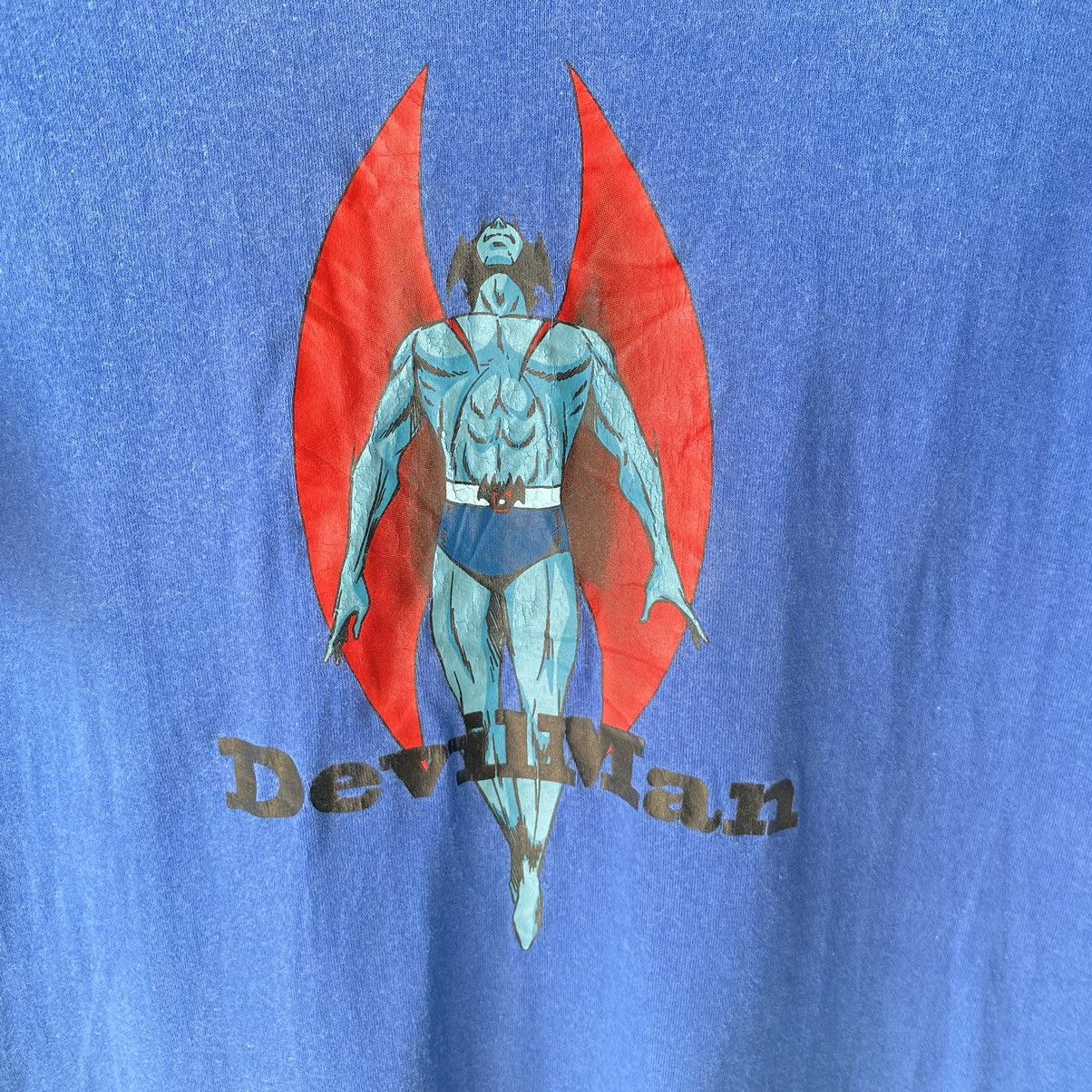 Anime Thrashed Faded Devil Man Japanese Anime Tee Size US L / EU 52-54 / 3 - 4 Thumbnail