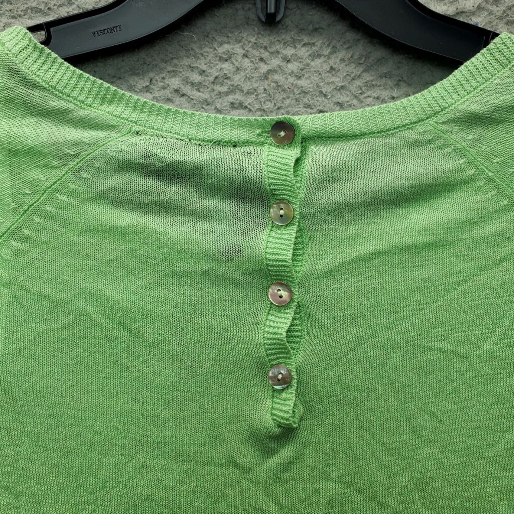 Cynthia Rowley Cynthia Rowley Blouse Womens M Green Linen 3/4 Sleeve Round Neck Back Button Shirt Womens M Green Linen Blouse Size M / US 6-8 / IT 42-44 - 8 Thumbnail