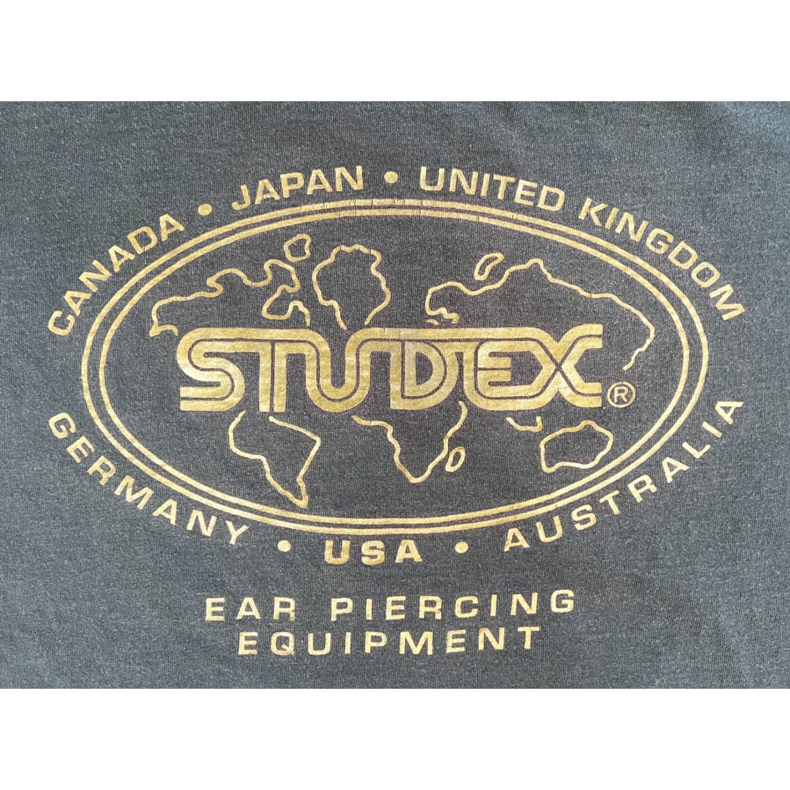 Lee VINTAGE Lee Shirt Mens 90s Black Cotton 1992 Florida Studex Ear Piercing Equipment T-Shirt Made in USA Sz L Size US L / EU 52-54 / 3 - 5 Thumbnail