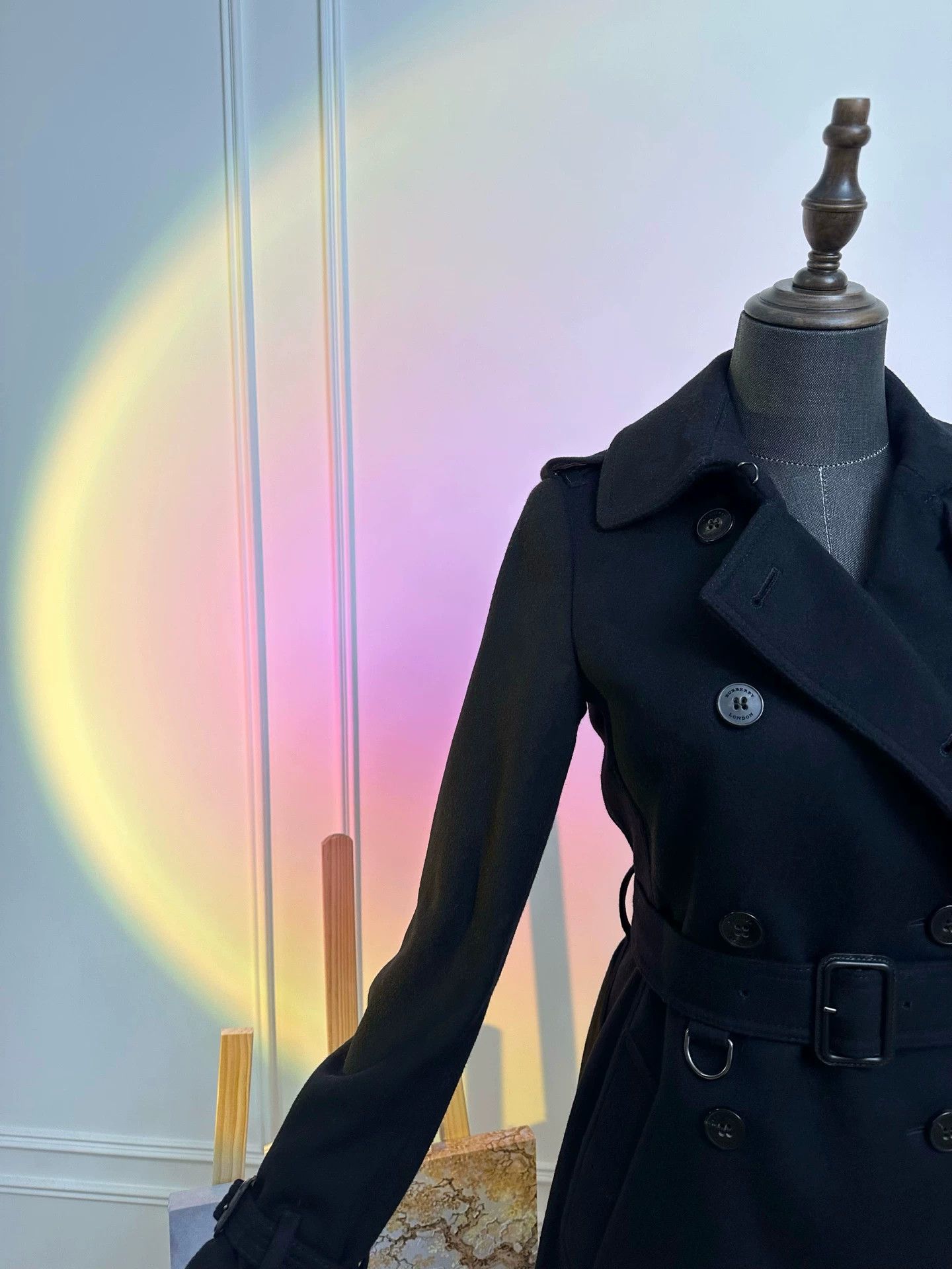Burberry Burberry DB Cashmere Wool Blend Women's Black Coat Size XS / US 0-2 / IT 36-38 - 6 Thumbnail