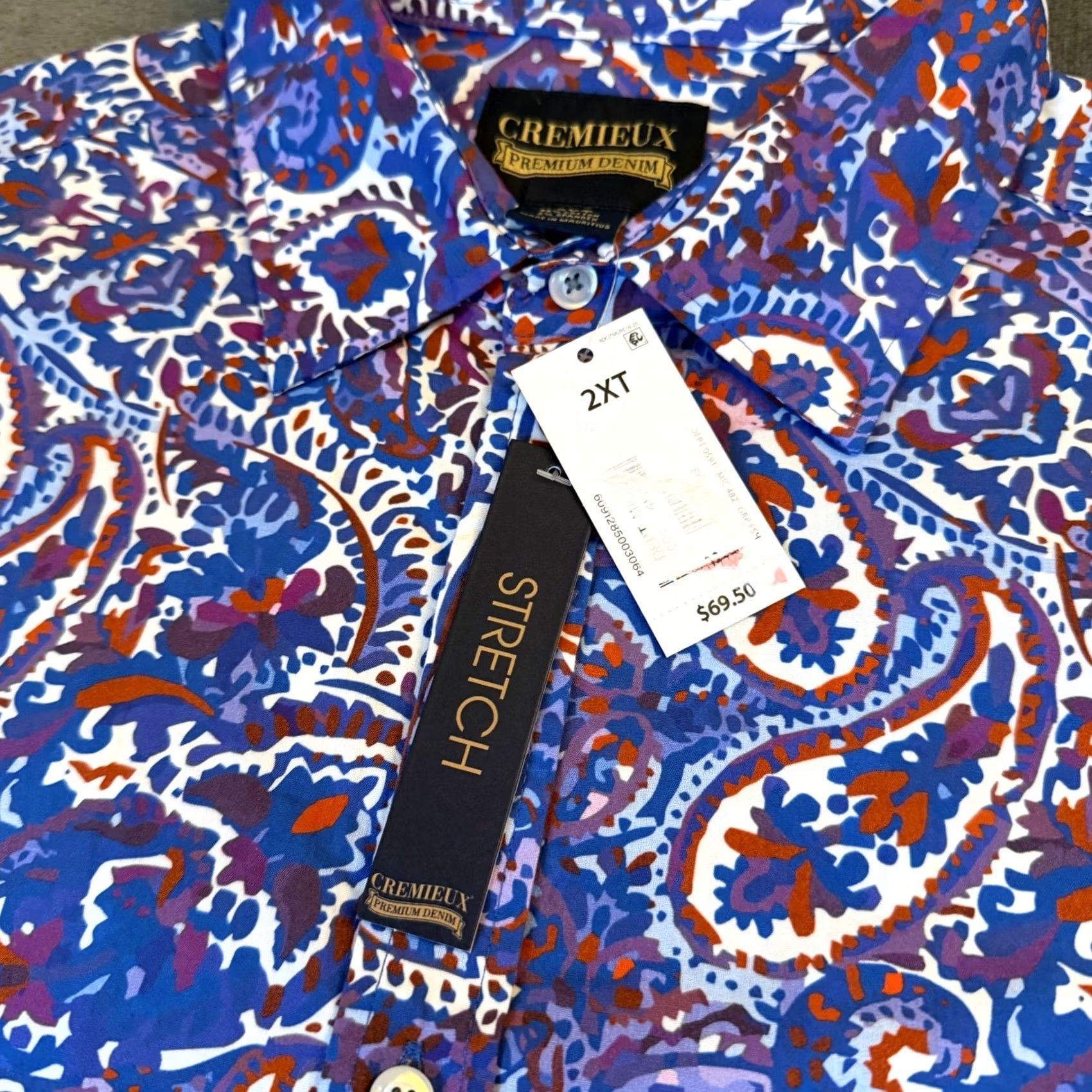 Cremieux Cremieux Button-Up Shirt Paisley Multicolor Long Sleeve 2XT Mens NWT 54 Chest Tall Man Stretch Cotton All Seasons Casual Party/Cocktail Size US XXL / EU 58 / 5 - 4 Thumbnail