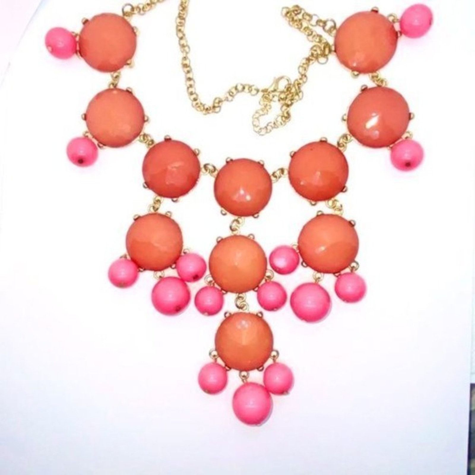Handmade Rose Pink Beaded Pendant Bib Statement Necklace Size ONE SIZE - 2 Thumbnail