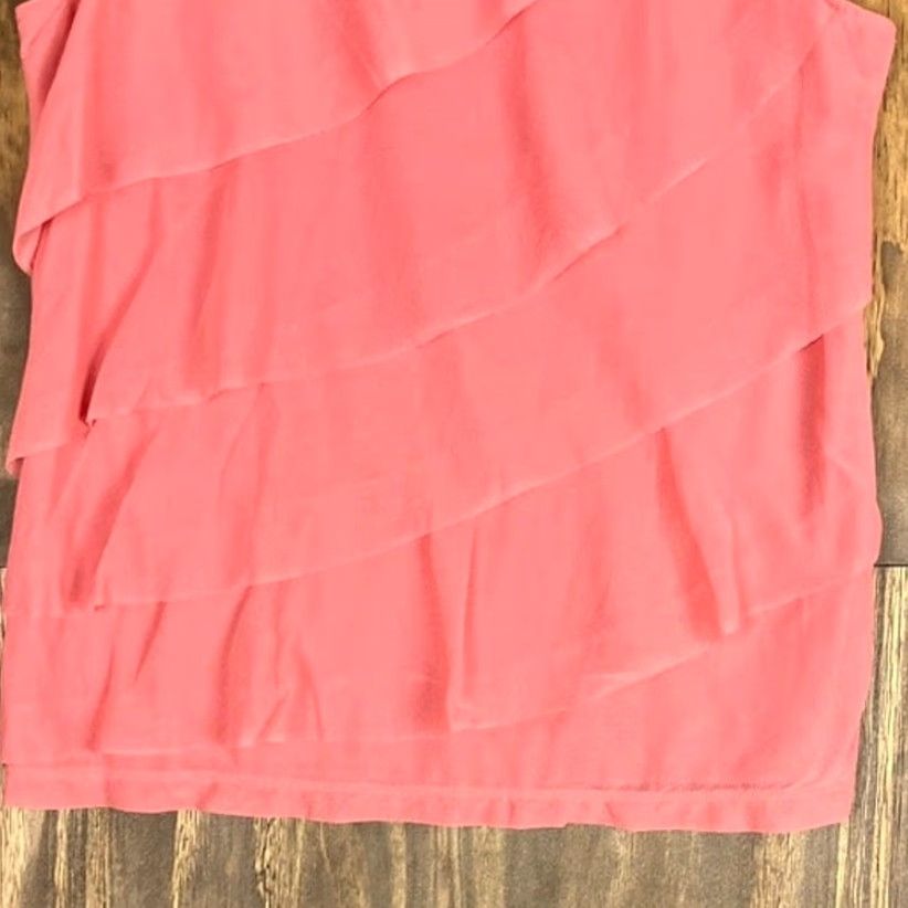 Vintage Chicos Blouse Womens Pink Sleeveless Ruffle Front Lightweight Sheer M Size M / US 6-8 / IT 42-44 - 3 Thumbnail