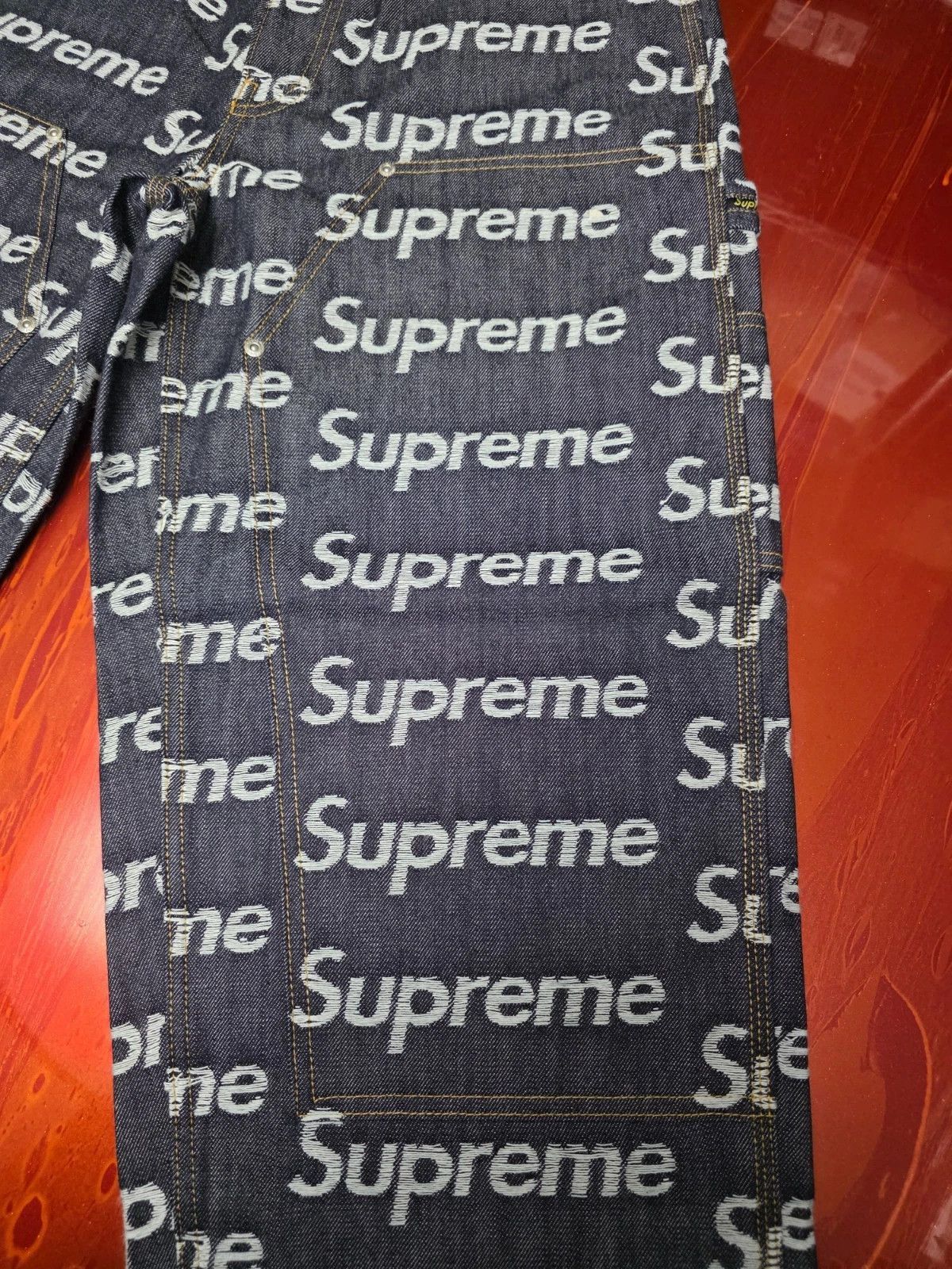 Supreme Supreme Jacquard Logos Double Knee Denim Painter Jeans Sz
