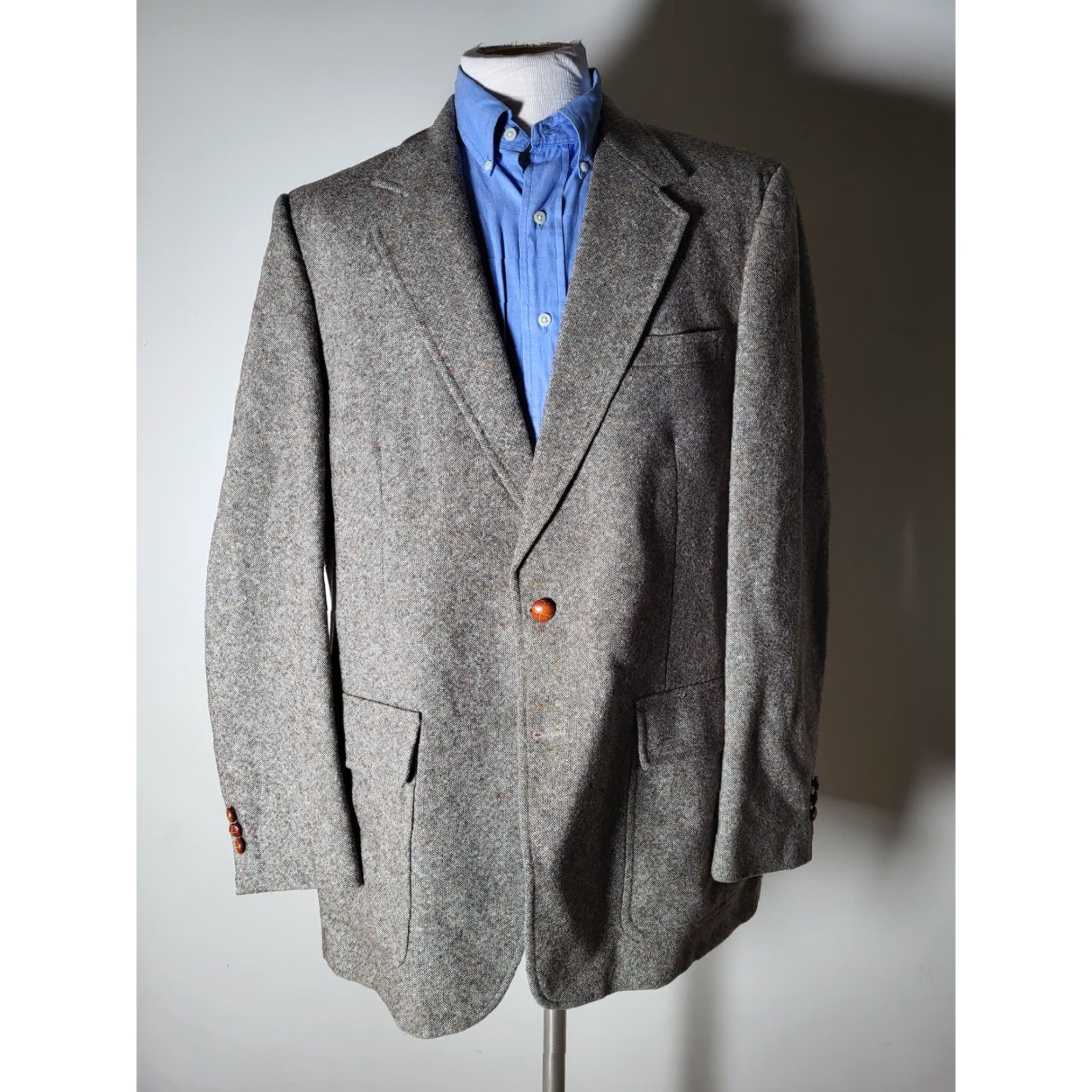 Vintage VINTAGE Unbranded 2 Piece Wool Tweed Suit Brown Check Long 46L Mens Size 46R - 6 Thumbnail