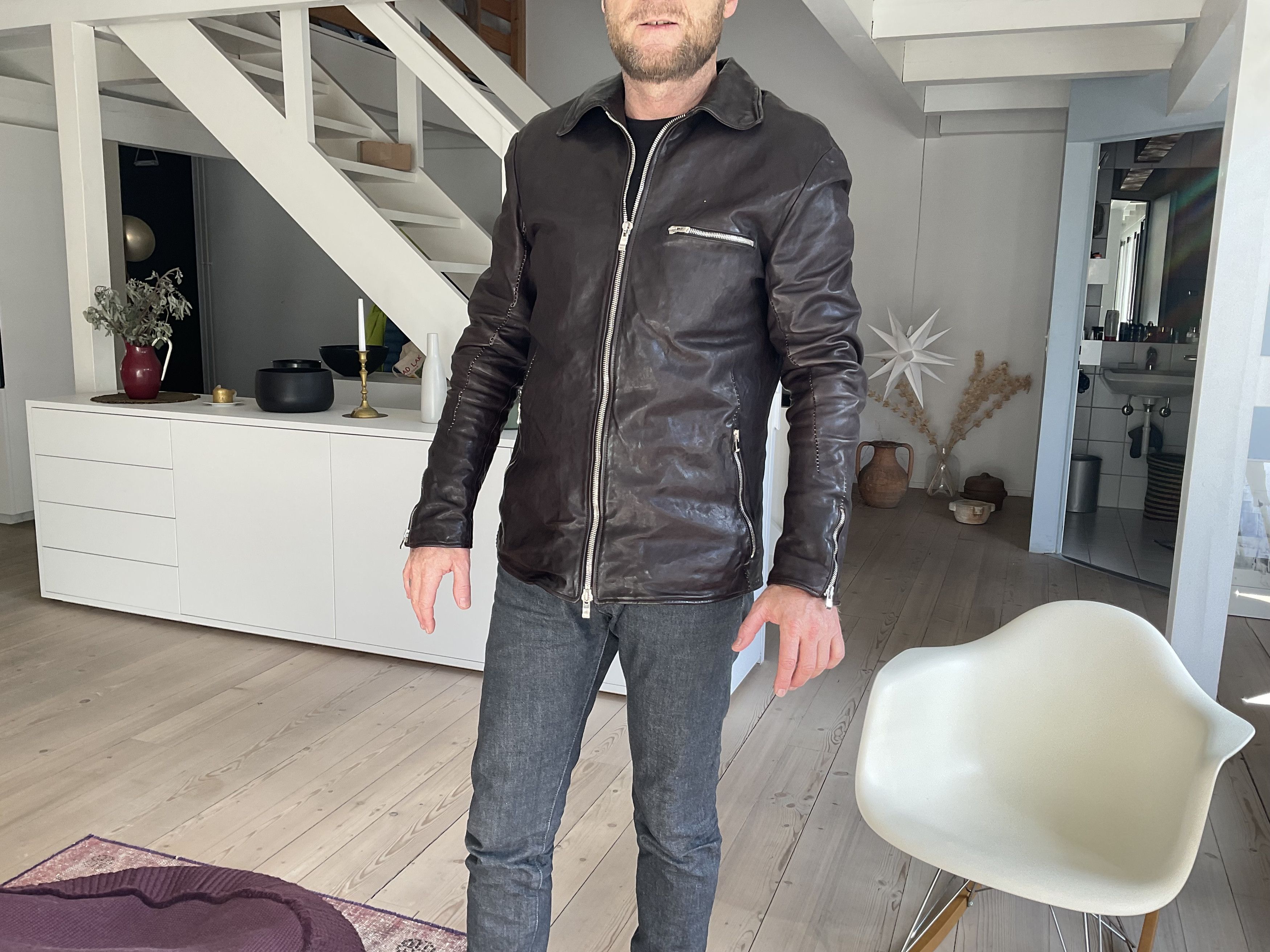 Incarnation HORSE LEATHER SHIRT COLLAR ZIP BLOUSON DARK
