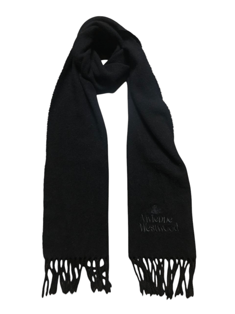 Vivienne Westwood 💥Vivienne Westwood Embroidered Logo Wool Black Muffler Size ONE SIZE - 2 Thumbnail