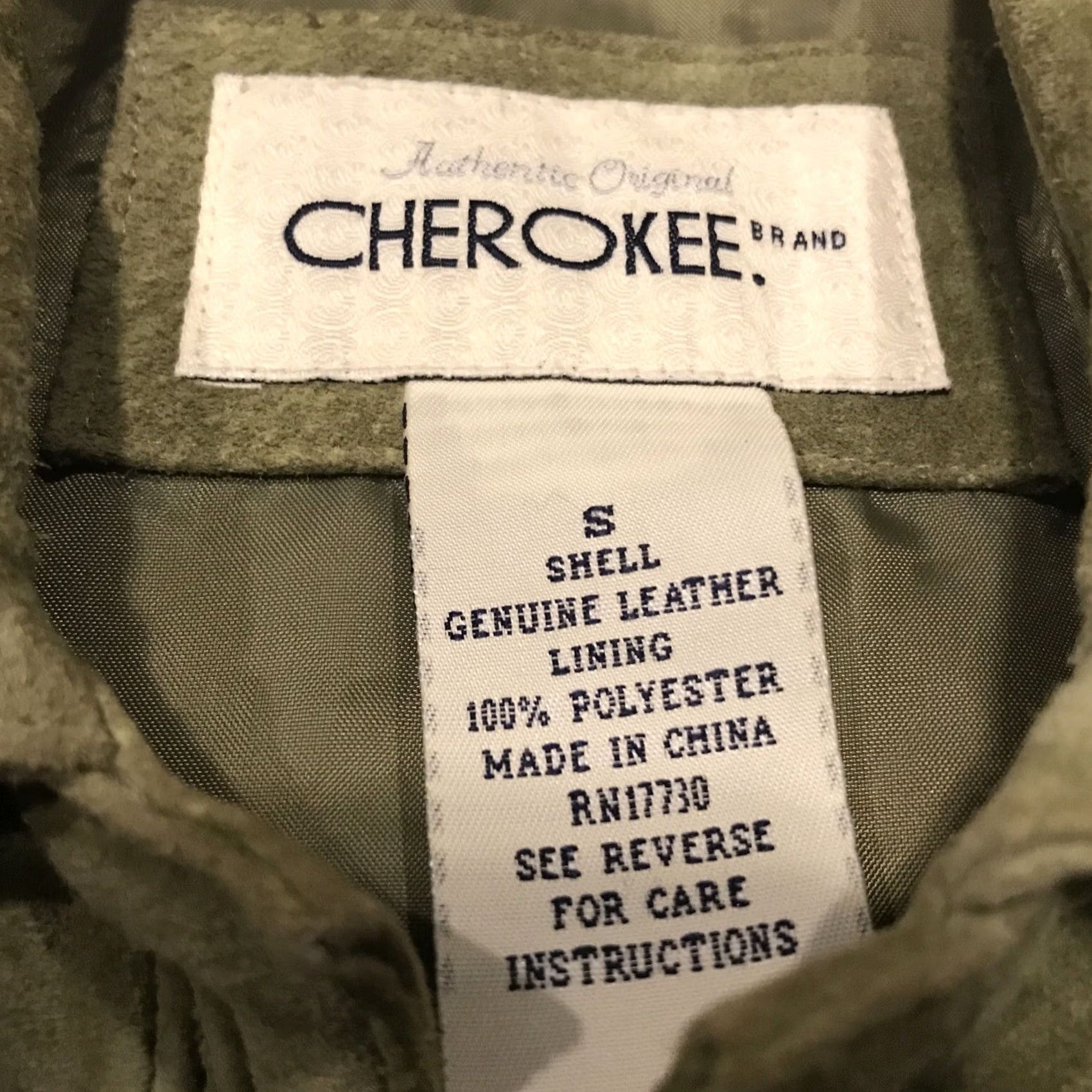 Cherokee Cherokee Womens Jacket Leather Button Up Green Lined Plus Size S Short Casual Fall Spring Winter V2K Size S / US 4 / IT 40 - 2 Thumbnail