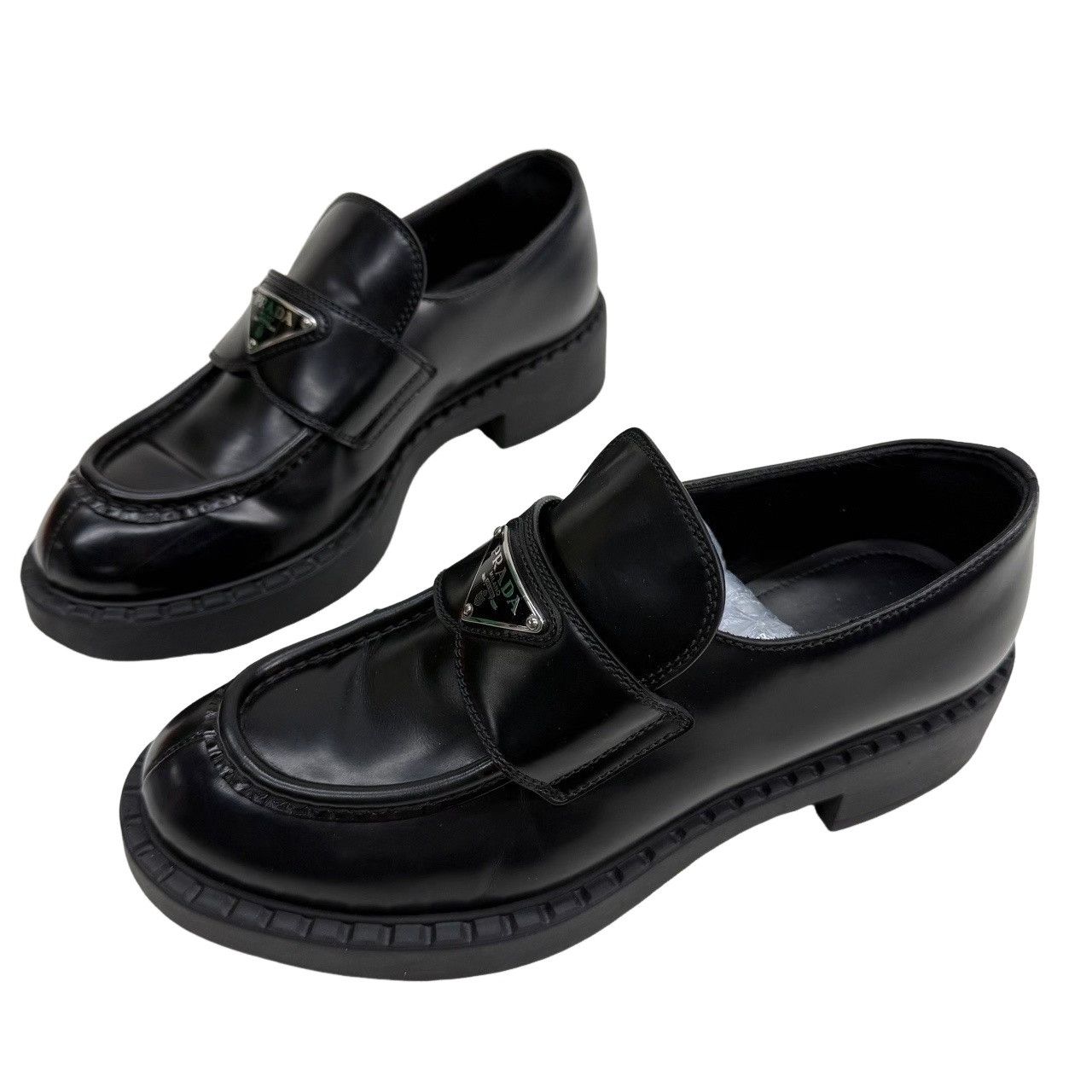 Prada Prada Leather Triangle Logo Loafers Size 37 Size US 7 / IT 37 - 1 Thumbnail