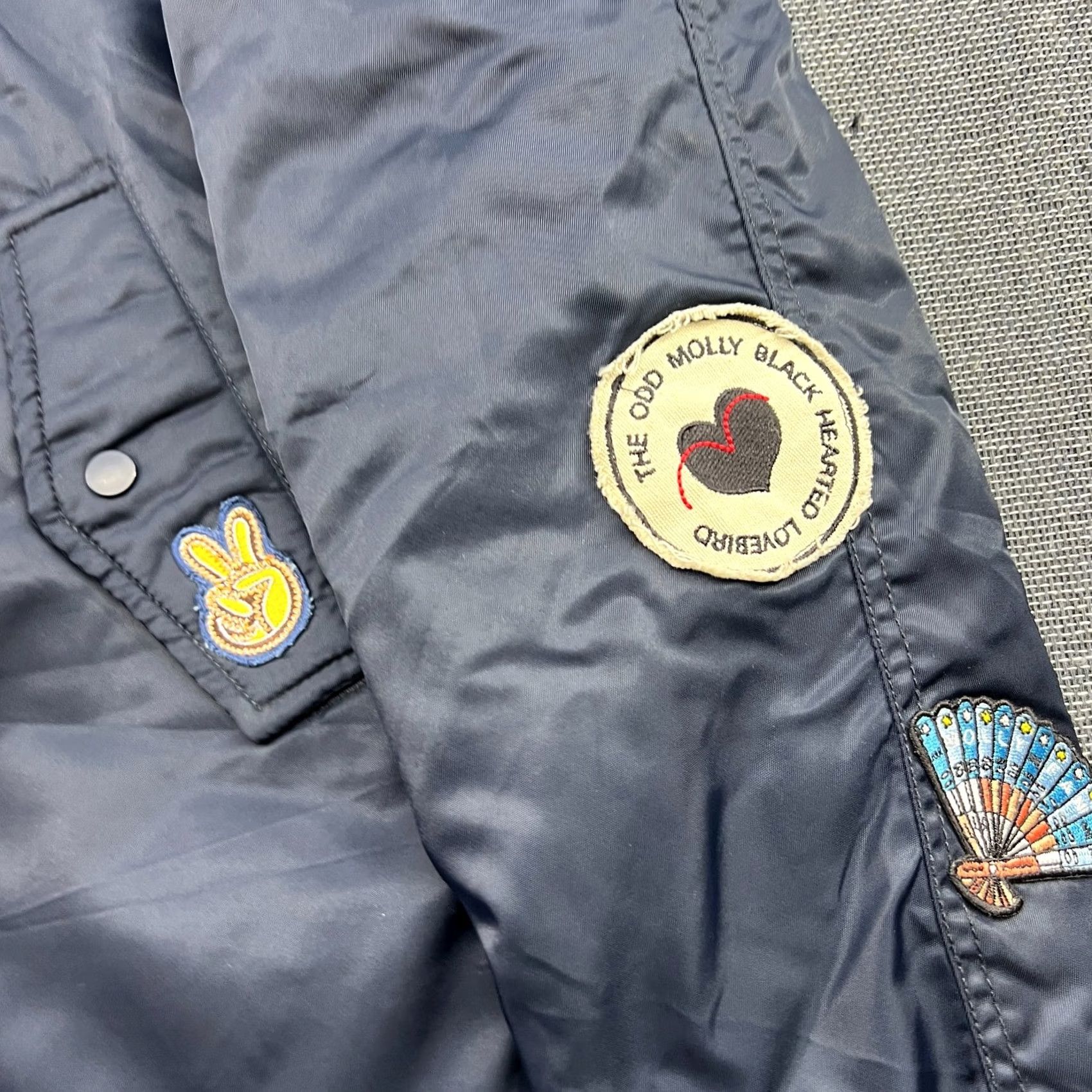 Vintage Odd Molly Womens Bomber Jacket Size 2 Patchwork Embroidered Blue Full Zip Navy Jacket Womens Size XS / US 0-2 / IT 36-38 - 5 Thumbnail