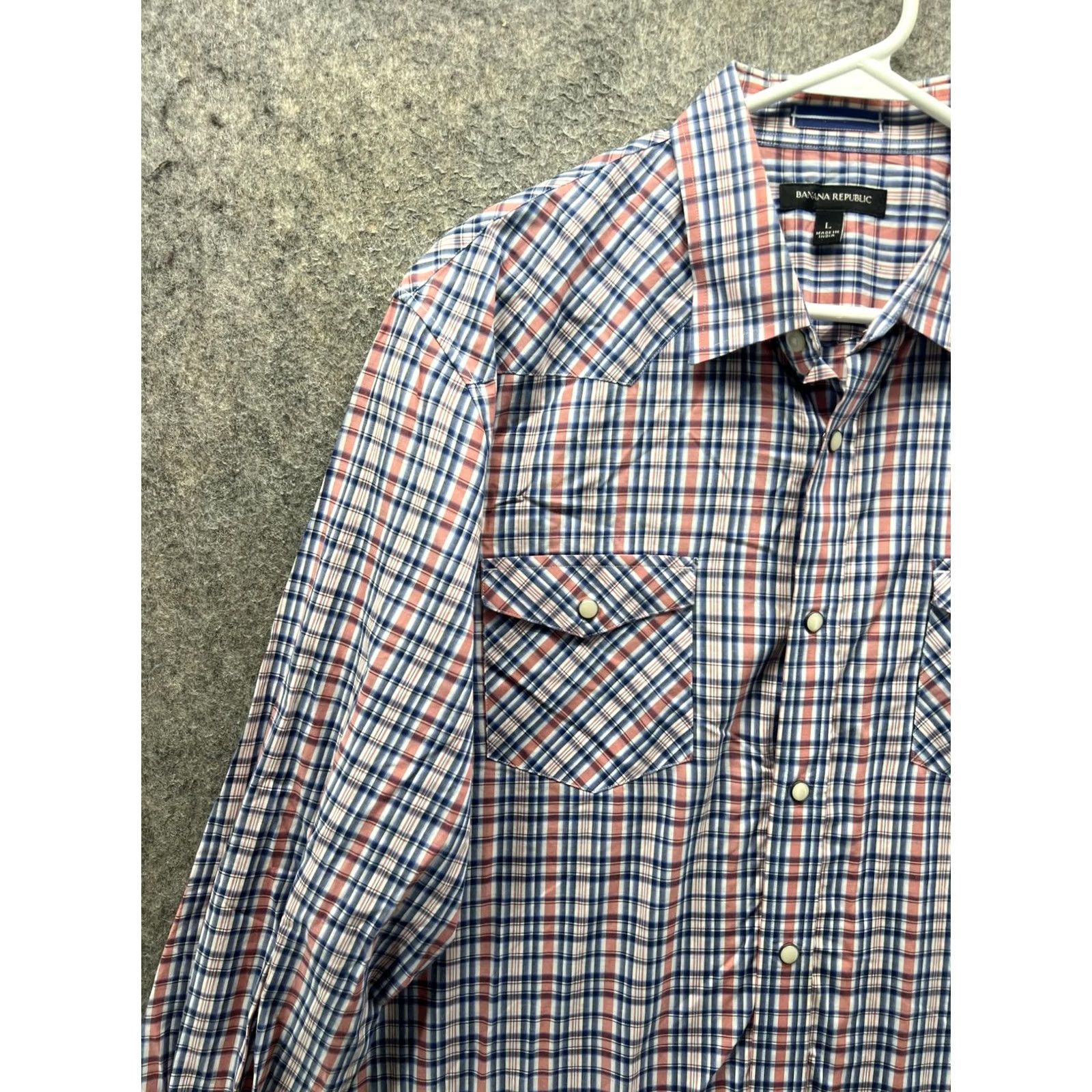 Banana Republic Banana Republic Shirt Mens L Blue Plaid Long Sleeve Snap Front Casual Size US L / EU 52-54 / 3 - 6 Thumbnail