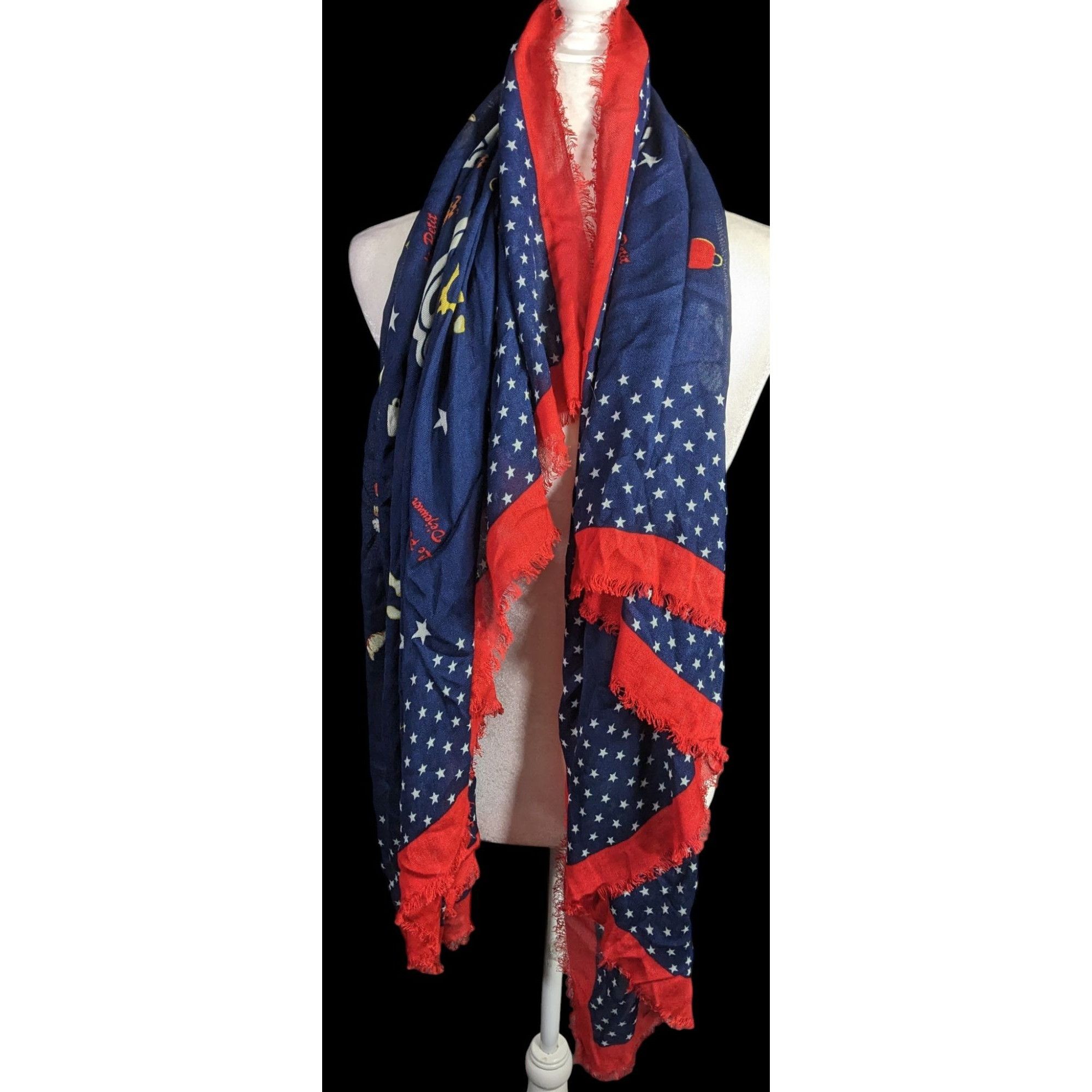 Talbots Talbots Paris-Themed Scarf With Eiffel Tower Print Navy Blue Size ONE SIZE - 4 Thumbnail