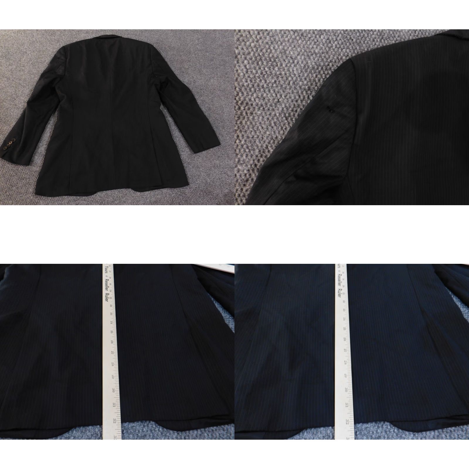 Hugo Boss HUGO BOSS Blazer Men 42R Black Striped Two-Button Wool Business Formal Jacket Blazer 42 Regular Mens Size 42R - 9 Thumbnail