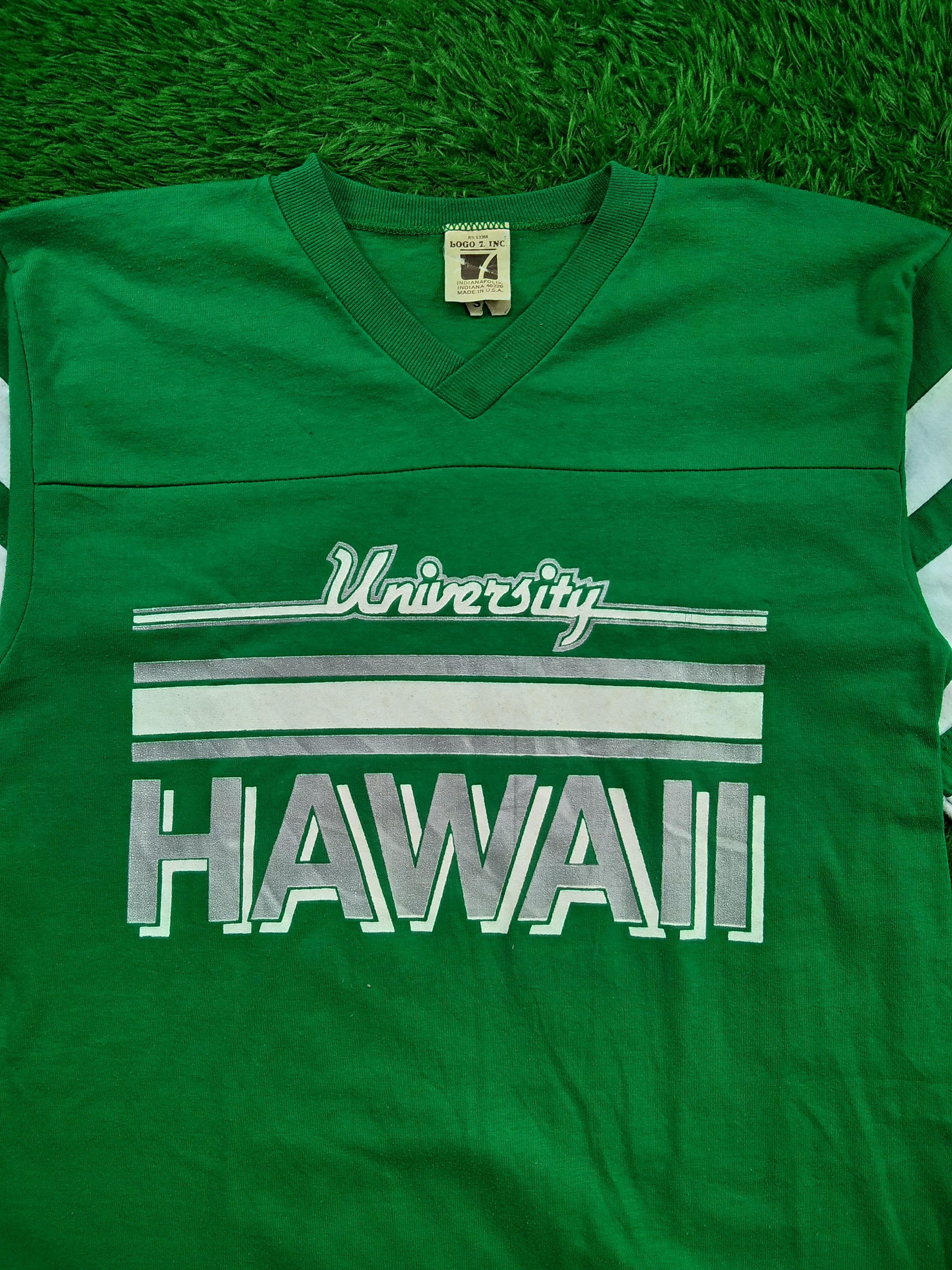 Vintage Vtg 80s Logo 7 University Hawaii Stirpe 3/4 Sleeve Size US S / EU 44-46 / 1 - 3 Thumbnail
