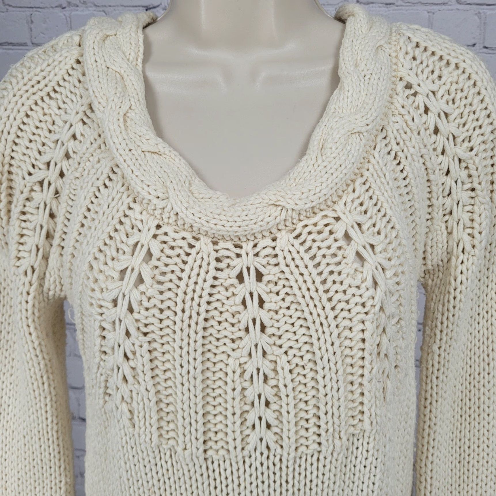 Old Navy VINTAGE Old Navy Ivory Wool Blend Chunky Open Knit Long Sleeve Sweater Dress S Size S / US 4 / IT 40 - 7 Thumbnail
