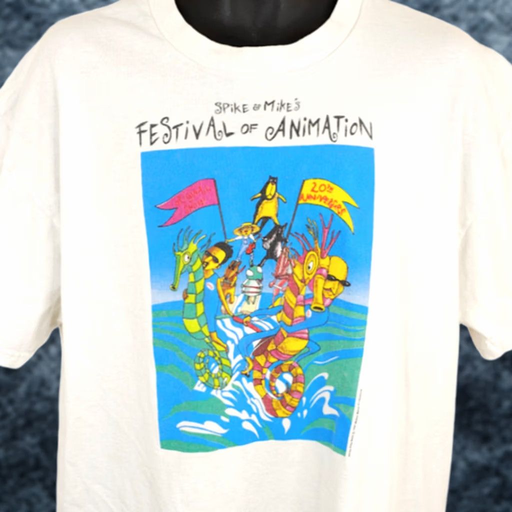 Delta VINTAGE Spike & Mike Festival T Shirt Mens XL White 90s Delta USA T-Shirt Size US XL / EU 56 / 4 - 1 Thumbnail