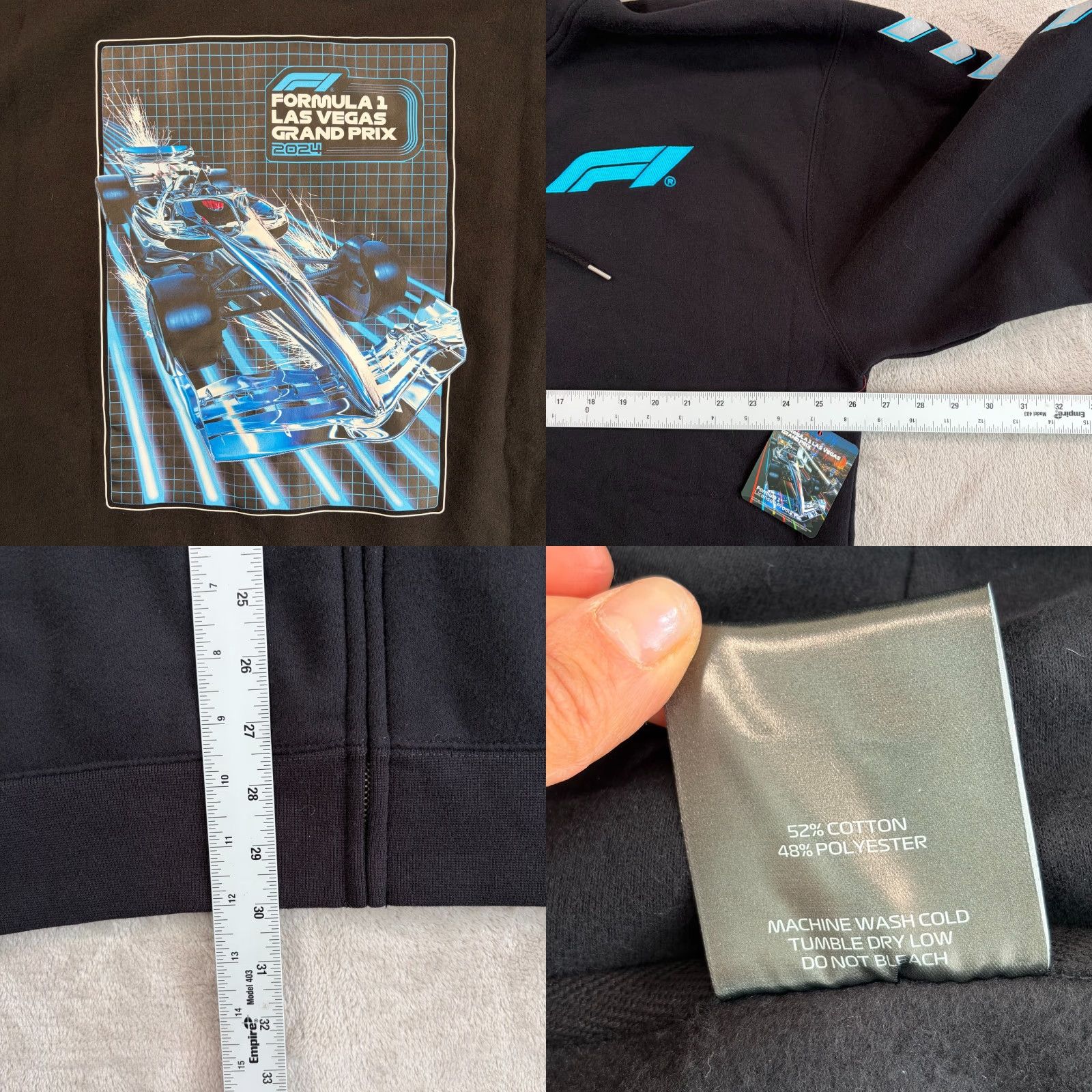 Vintage Formula 1 2024 Los Vegas Grand Prix Hoodie Men 2XL Black LVGP Full Zip Race NWT Size US XXL / EU 58 / 5 - 8 Thumbnail