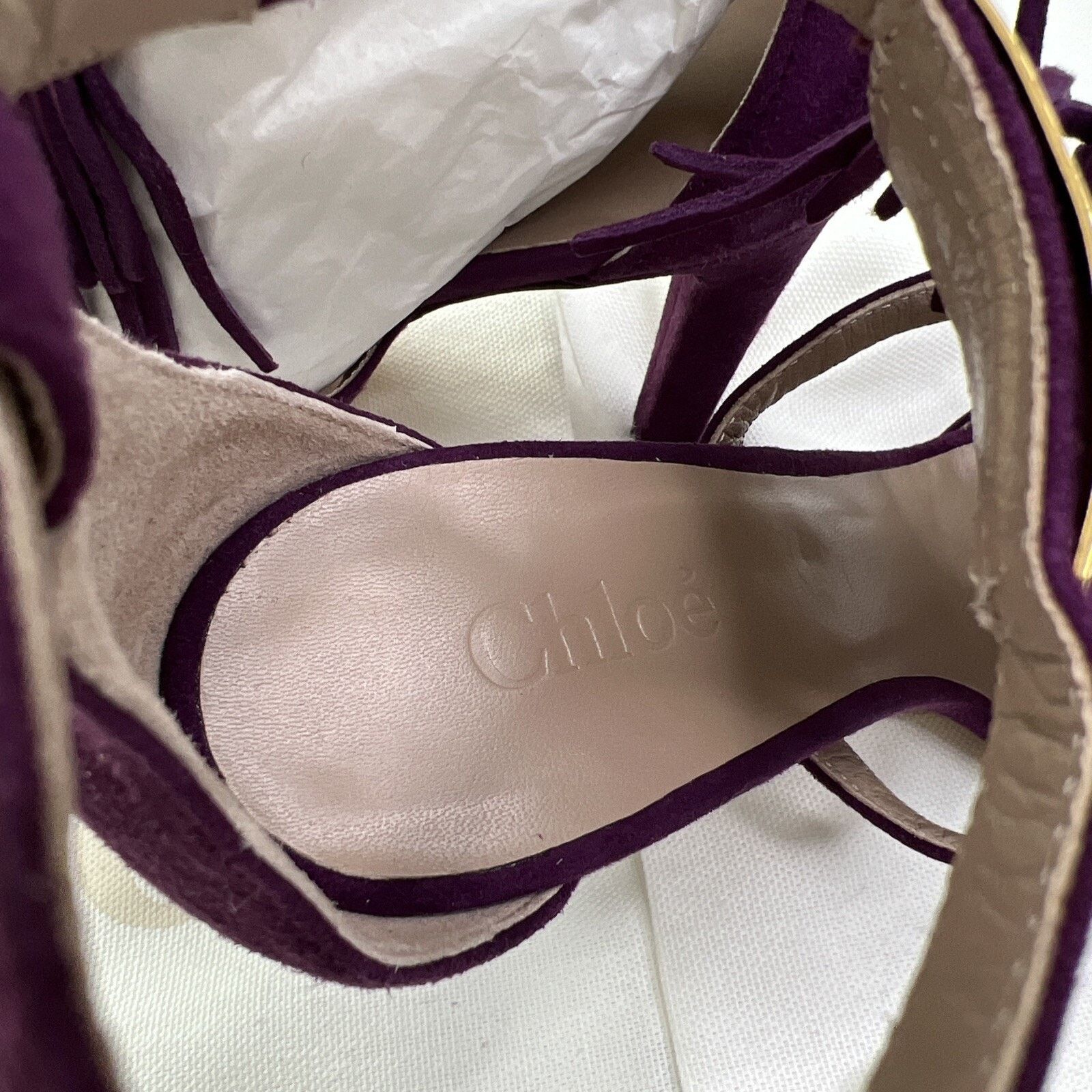 Chloe CHOLE-Fringe Suede Heel/Sandal Violet In Box-Made In Italy Size US 6 / IT 36 - 14 Thumbnail