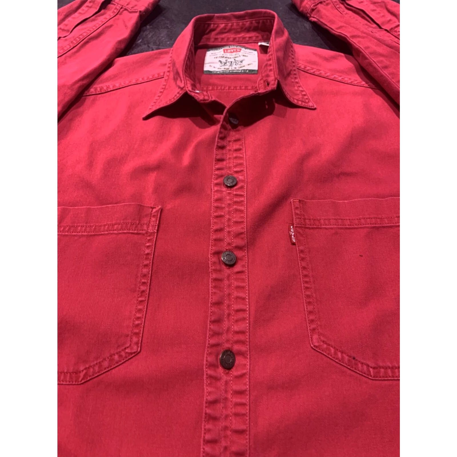 Levi's VINTAGE Levi's Button Down Shirt Medium Red Stud Buttons 1990s Mens Size US M / EU 48-50 / 2 - 2 Thumbnail