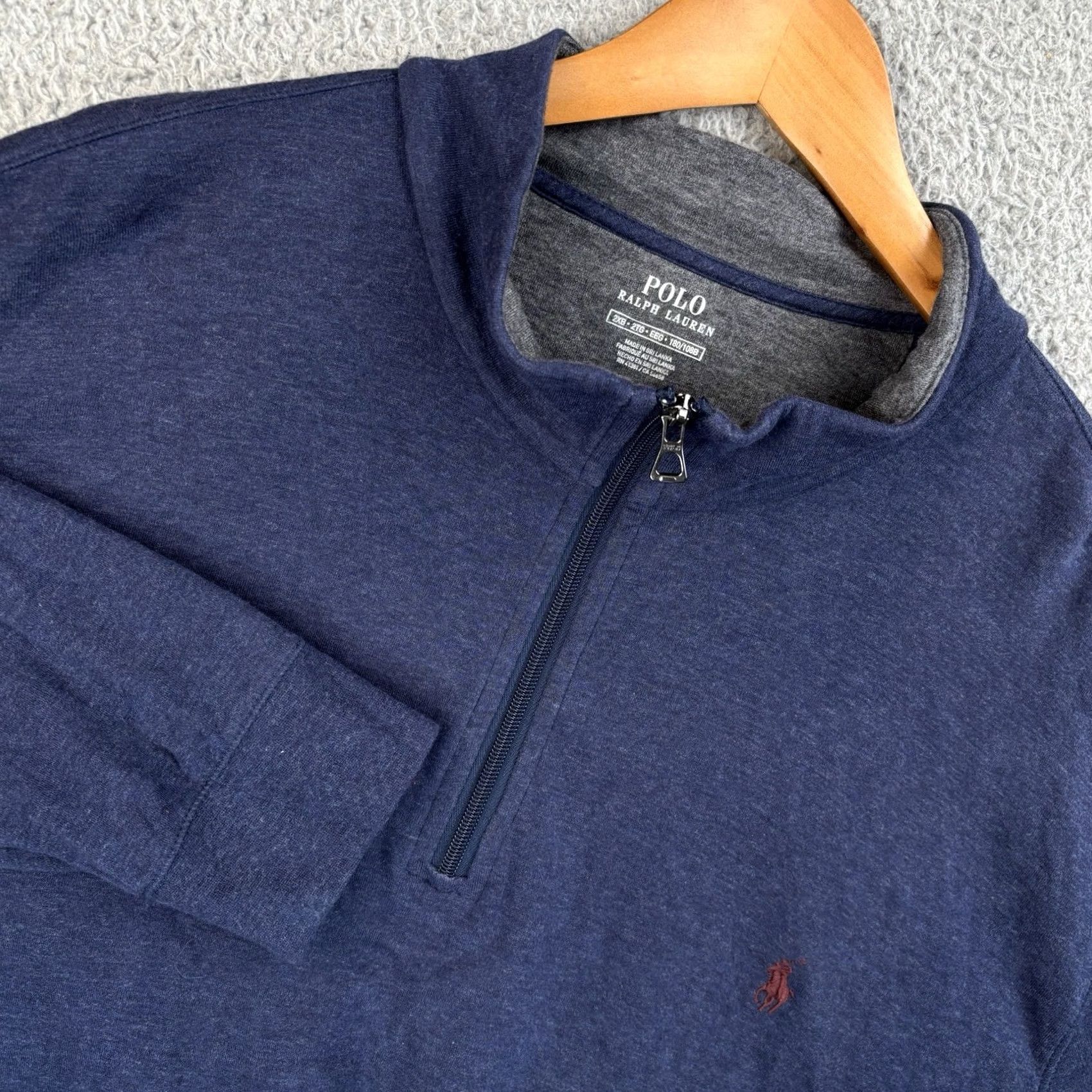 Polo Ralph Lauren Polo Ralph Lauren Sweater Mens Big 2X Navy 1/4 Zip Mock Neck Pullover Preppy Logo Size US XXL / EU 58 / 5 - 2 Thumbnail