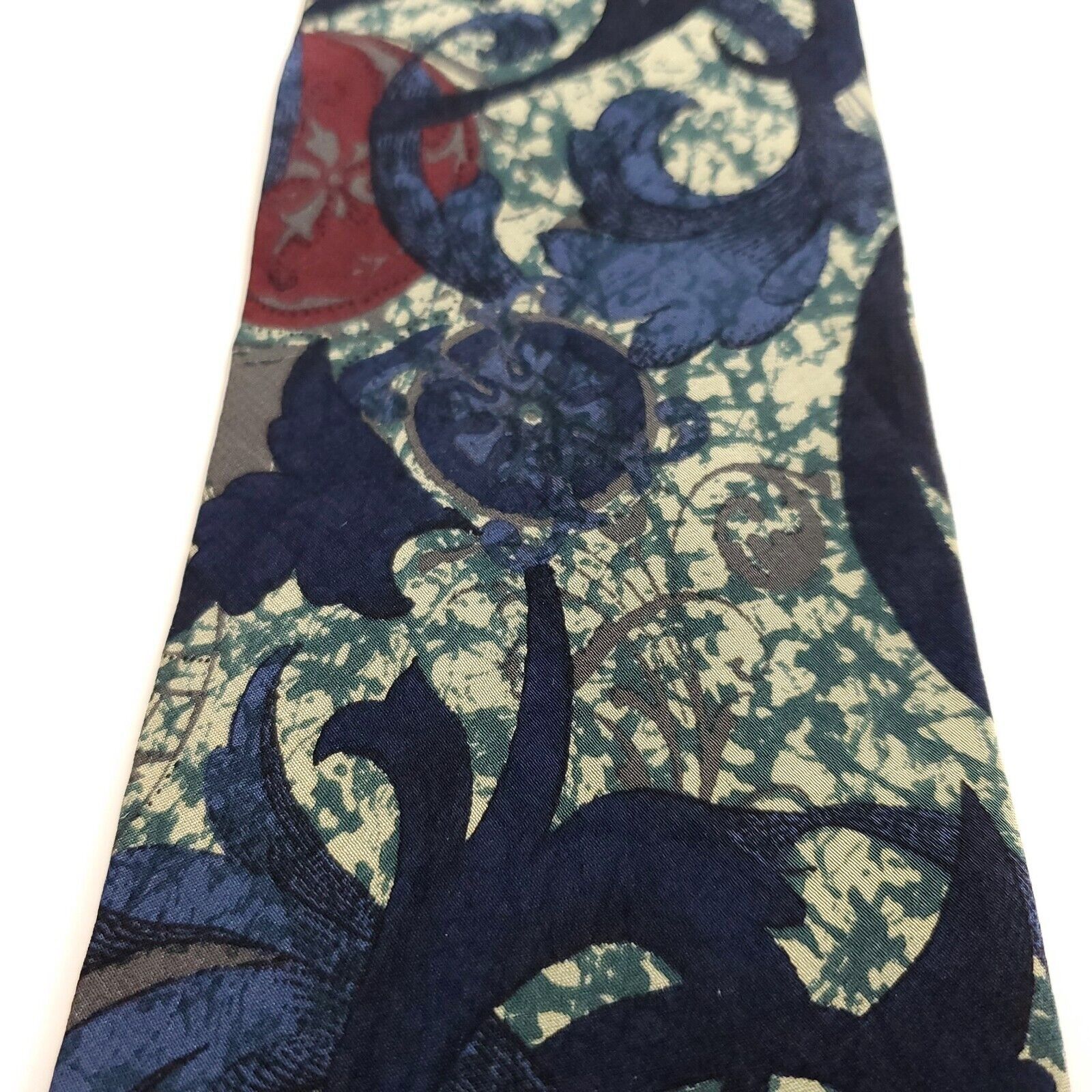 Vintage Unbranded USA ITALY Floral Abstract Print Short Red Blue Sil Size ONE SIZE - 2 Thumbnail