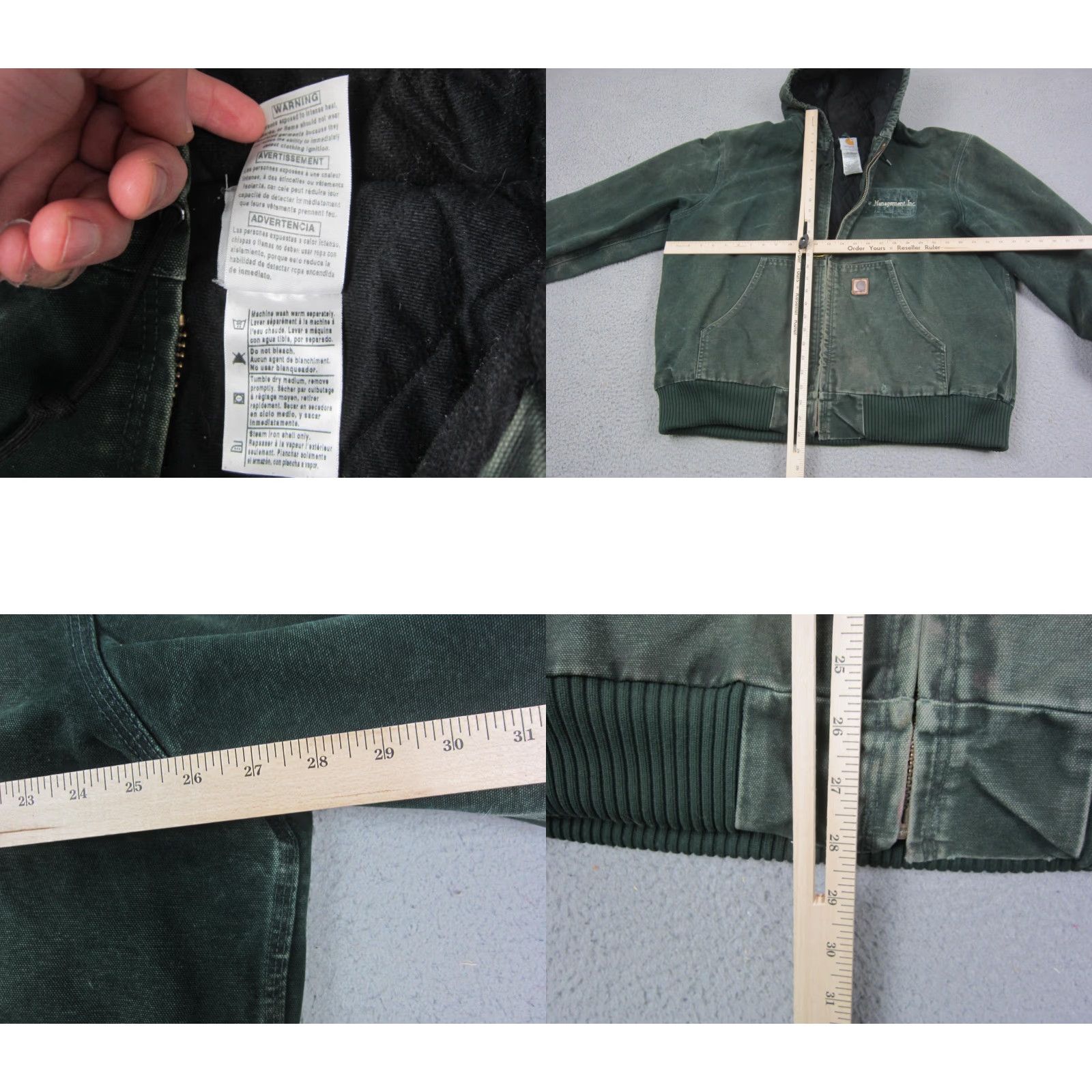 Carhartt VINTAGE Carhartt Jacket Mens XL Green Duck Canvas J130 SPC Hooded Chore Coat Bomber Insulated Workwear Mens Size US XL / EU 56 / 4 - 9 Thumbnail