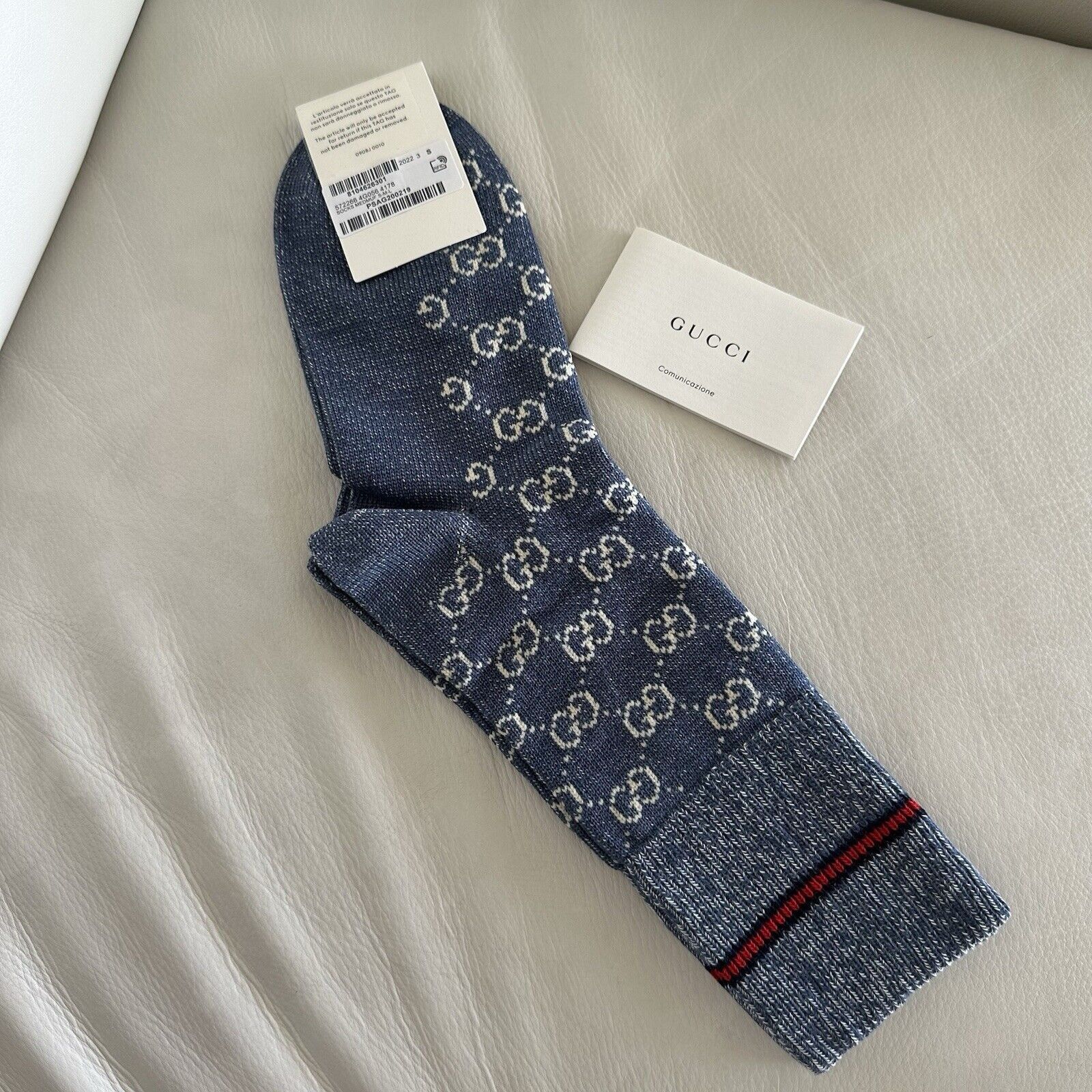 Gucci NWT Gucci Socks BLUE GG LOGO Wool Sz S Size ONE SIZE - 4 Thumbnail