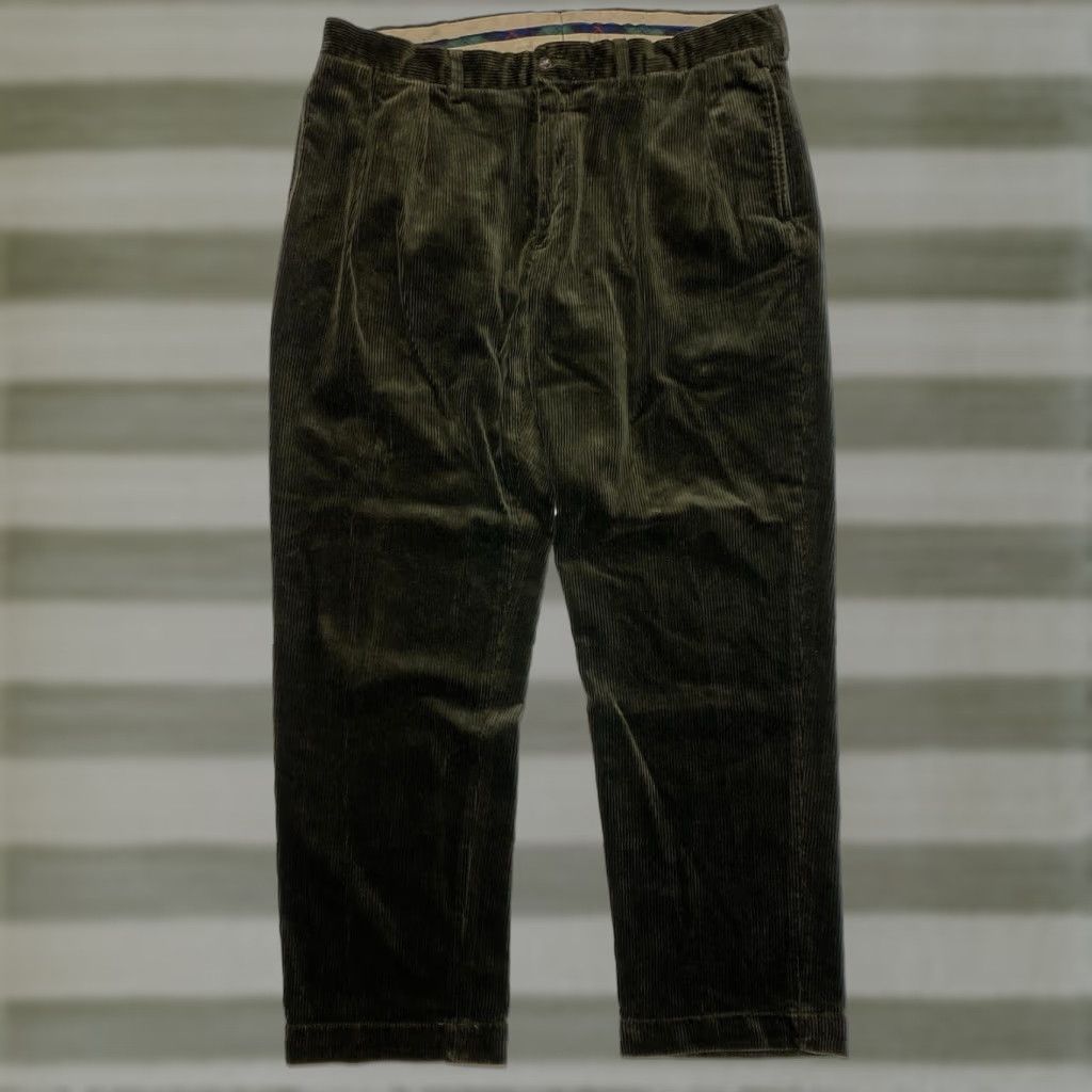 Polo Ralph Lauren Polo Ralph Lauren Men's Corduroy Ethan Pant Vintage Pleated Straight Leg 38x31 Green Chino Casual 100% Cotton Relaxed" Size US M / EU 48-50 / 2 - 1 Thumbnail