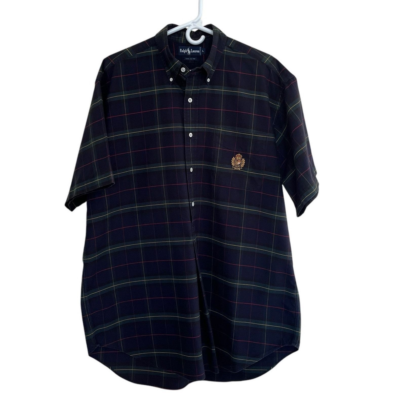 Ralph Lauren Ralph Lauren | Large Blue Green Tartan Plaid Crest Shirt 90s Size US L / EU 52-54 / 3 - 1 Thumbnail