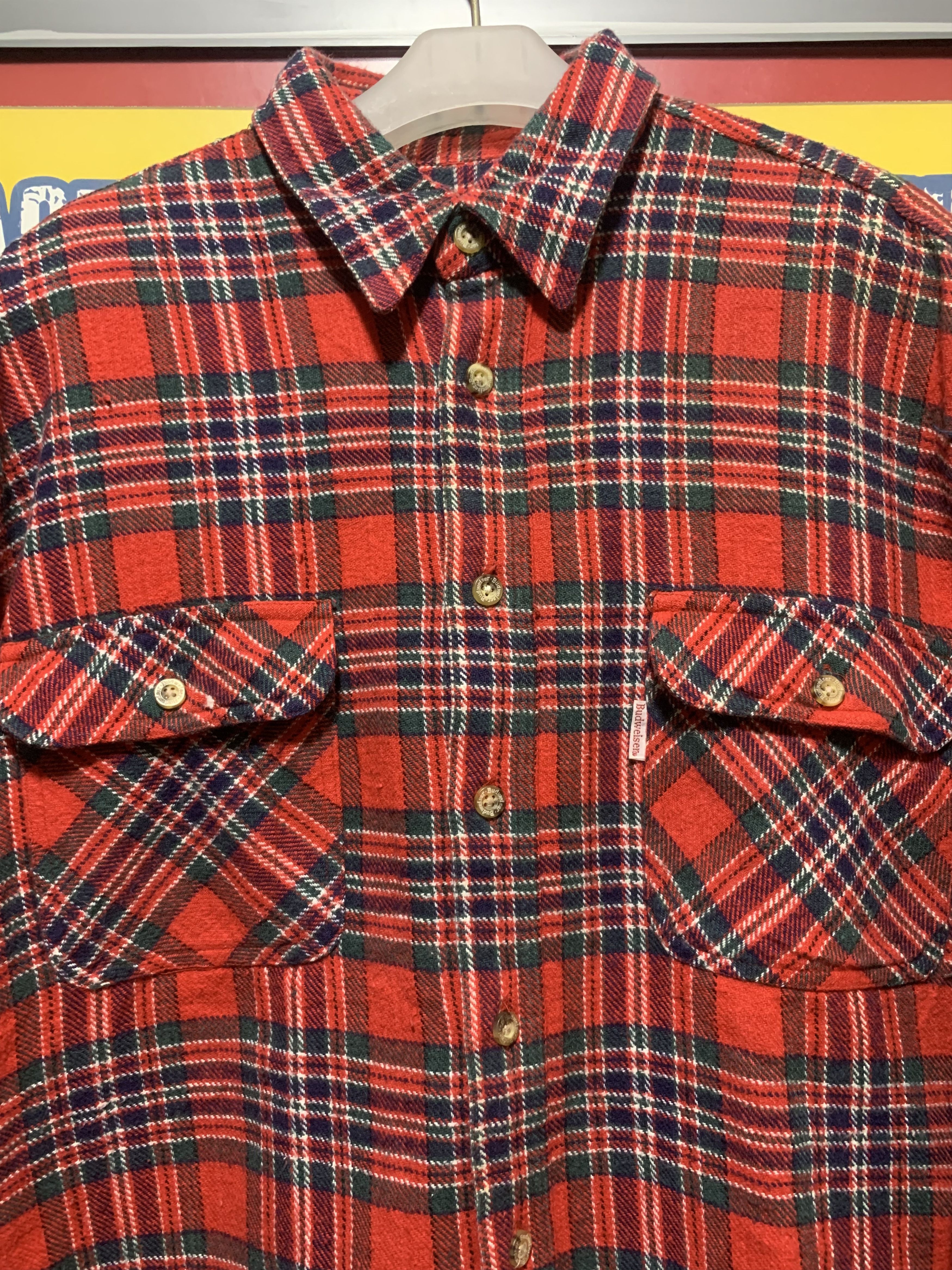 image of Vintage Budweiser “Red Flannel” Button Up Shirt, Men's (Size Large)