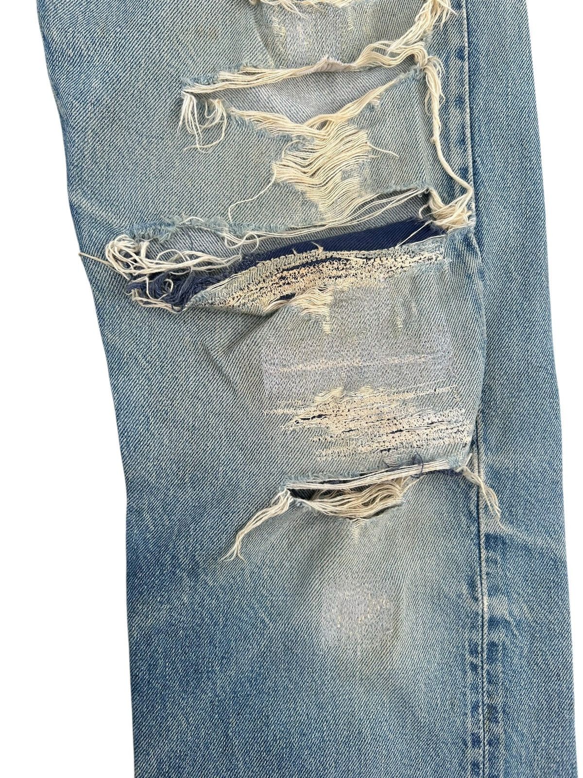 Levi's Vintage Clothing 80's THRASHED Levi's 555 Reconstructed Repair Denim Size US 30 / EU 46 - 6 Thumbnail
