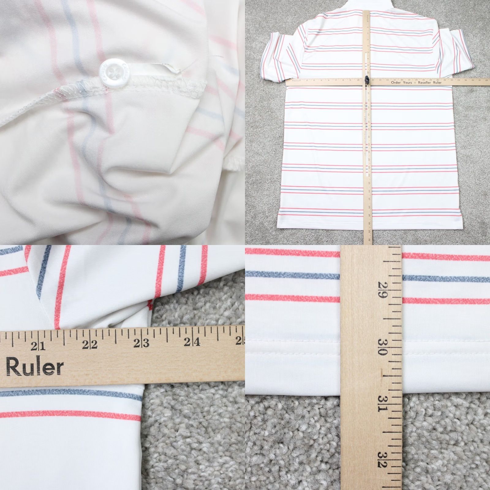 Callaway Callaway Polo Shirt Mens Large White Red Blue Striped Opti-Dri Golf Short Sleeve Size US L / EU 52-54 / 3 - 8 Thumbnail