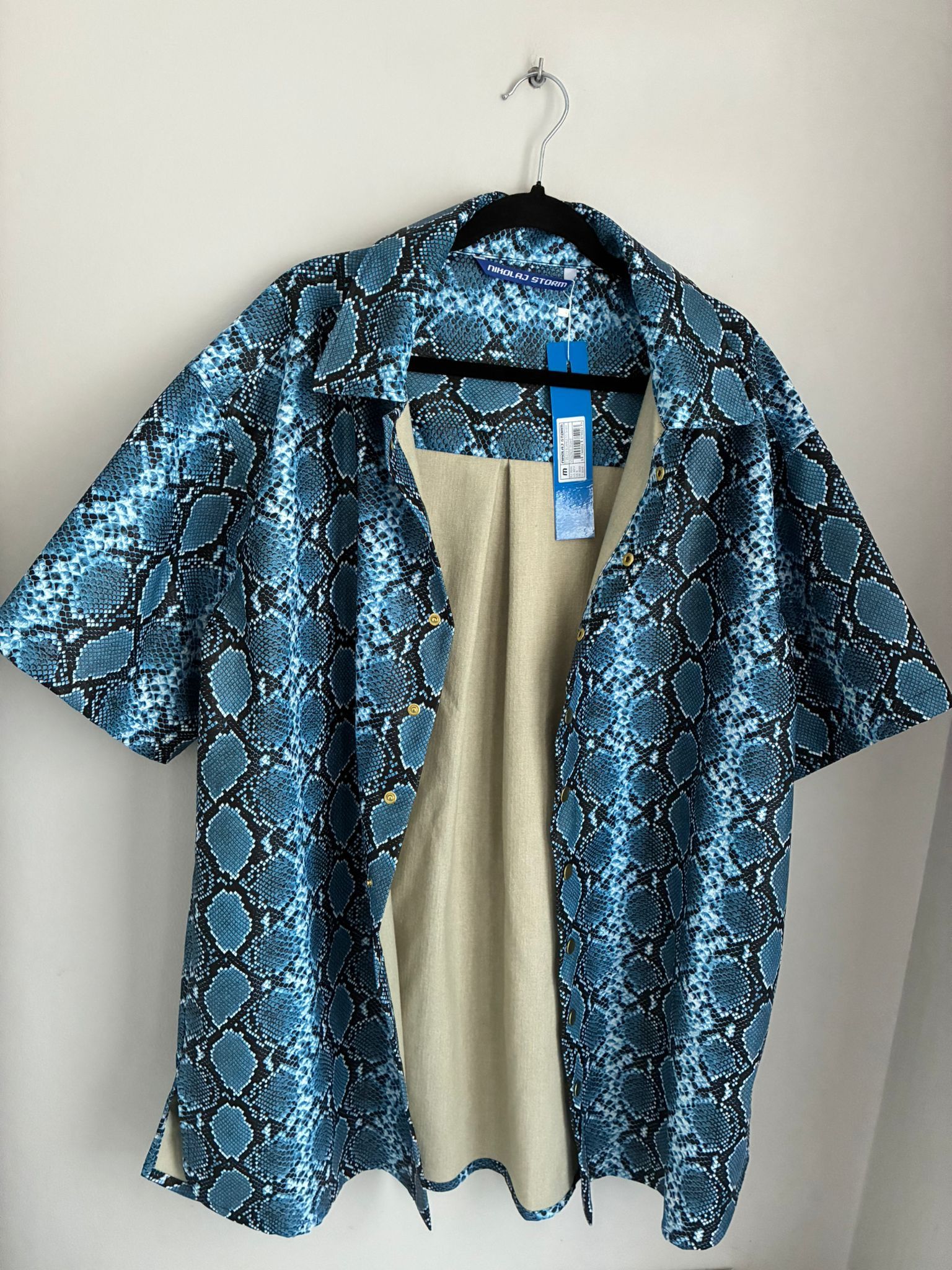 Designer Mykonos snake skin shirt Nikolaj Storm abstract art oversize Size US L / EU 52-54 / 3 - 6 Thumbnail