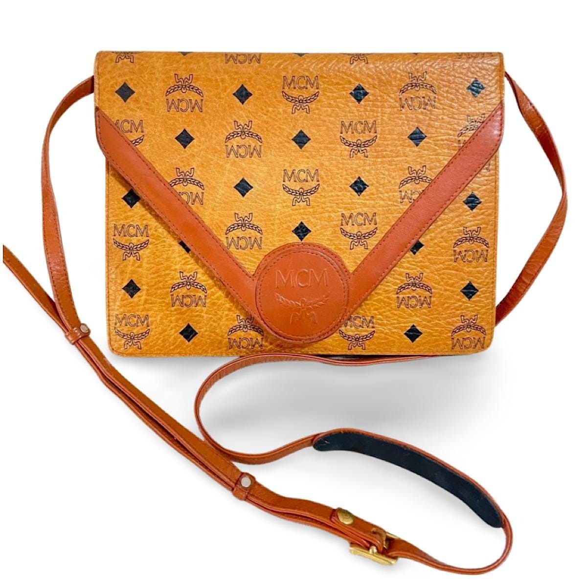 Vintage MCM monogram shoulder bag in envelop shape