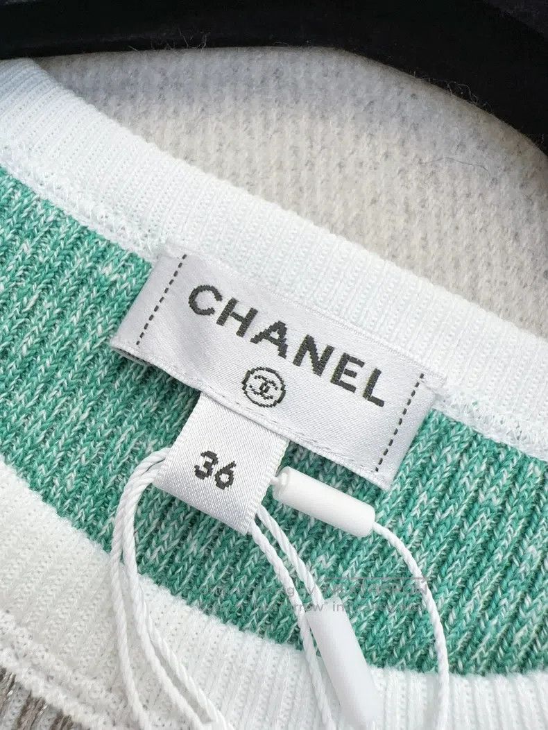 Chanel Chanel 25C bright silver stitching green edge knitted shor Size XS / US 0-2 / IT 36-38 - 6 Thumbnail