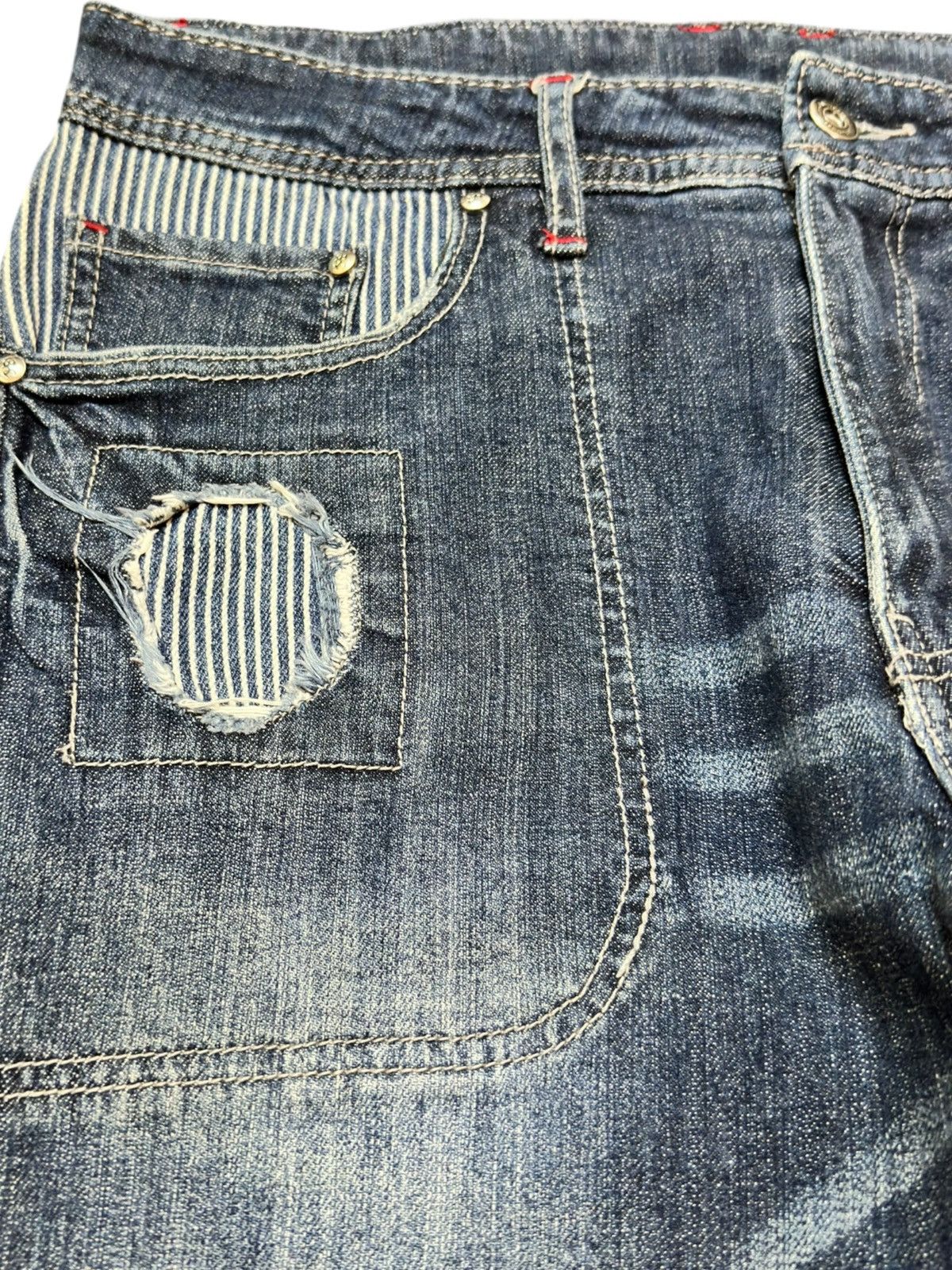 Baracuta Vintage Barassi Baggy Sashiko Style Distressed Denim Size US 32 / EU 48 - 3 Thumbnail