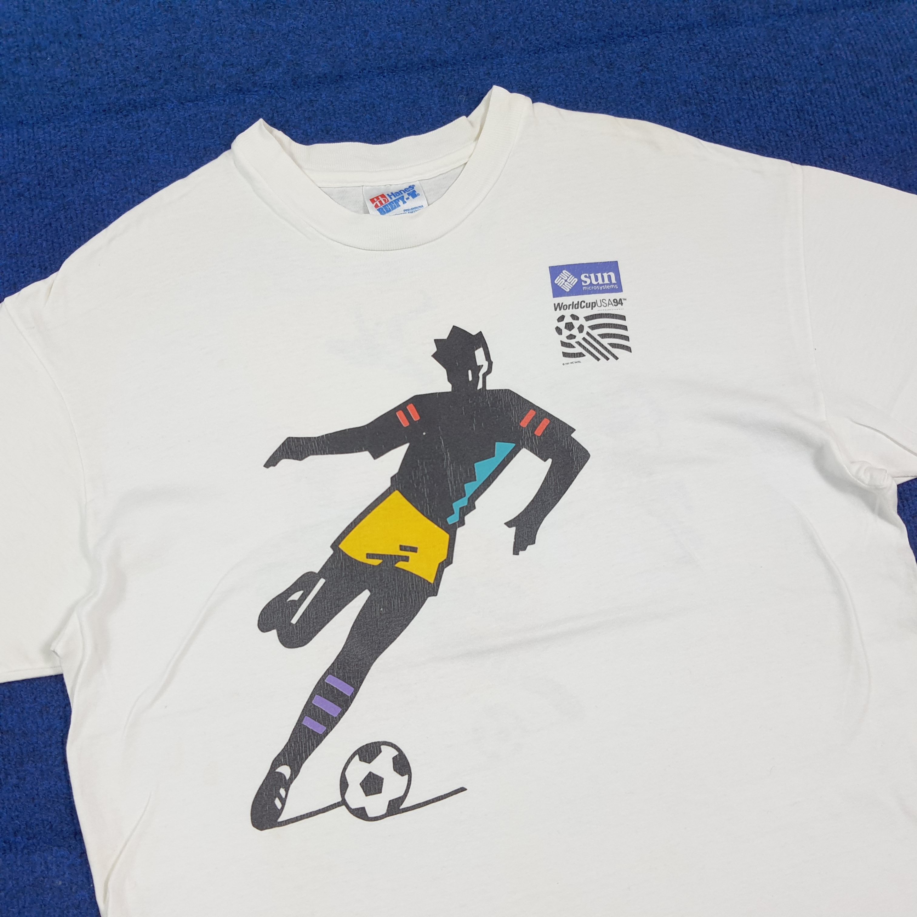 Hanes Vintage 90s World Cup USA 94 Soccer Tshirt C299N37 Size US L / EU 52-54 / 3 - 2 Thumbnail