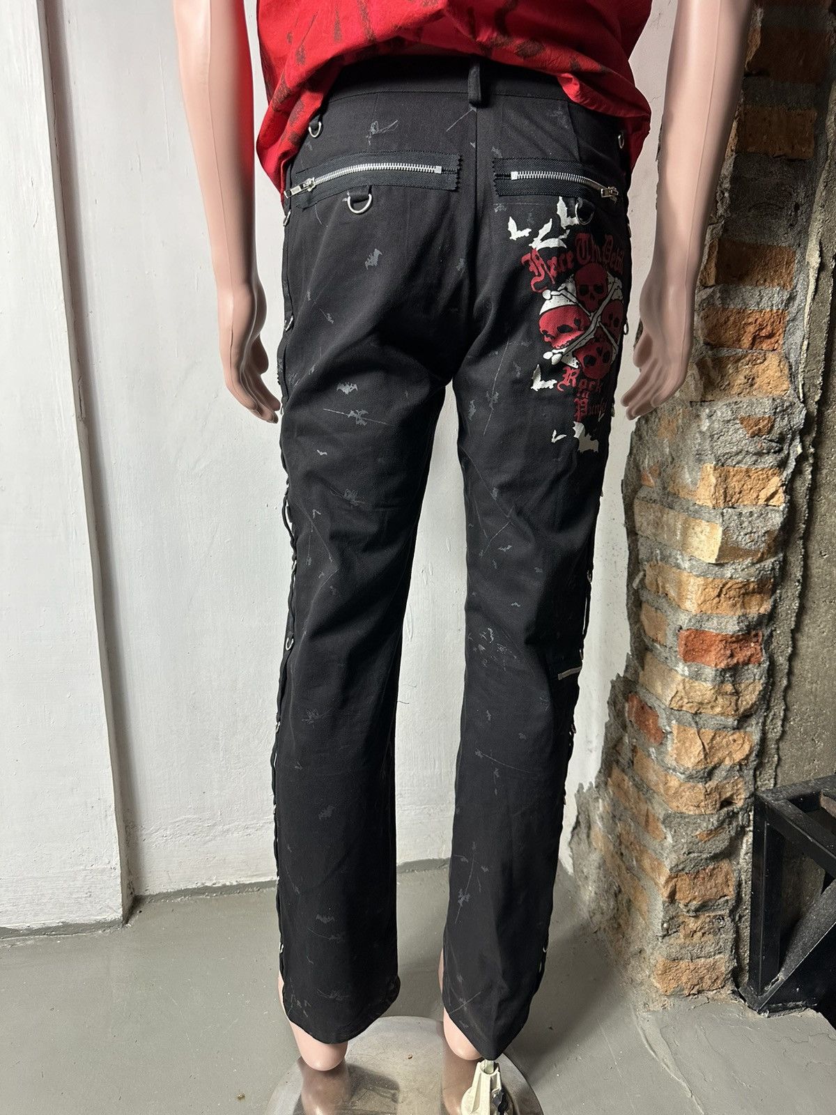 Other Punk Rock Bondge Skull Skeleton Poem Style Pants Size US 31 - 23 Thumbnail