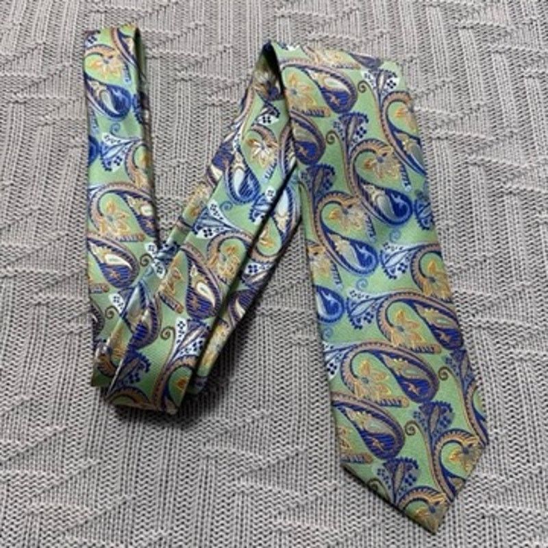 Bachrach Bachrach blue and green metallic paisley silk tie Size ONE SIZE - 1 Thumbnail