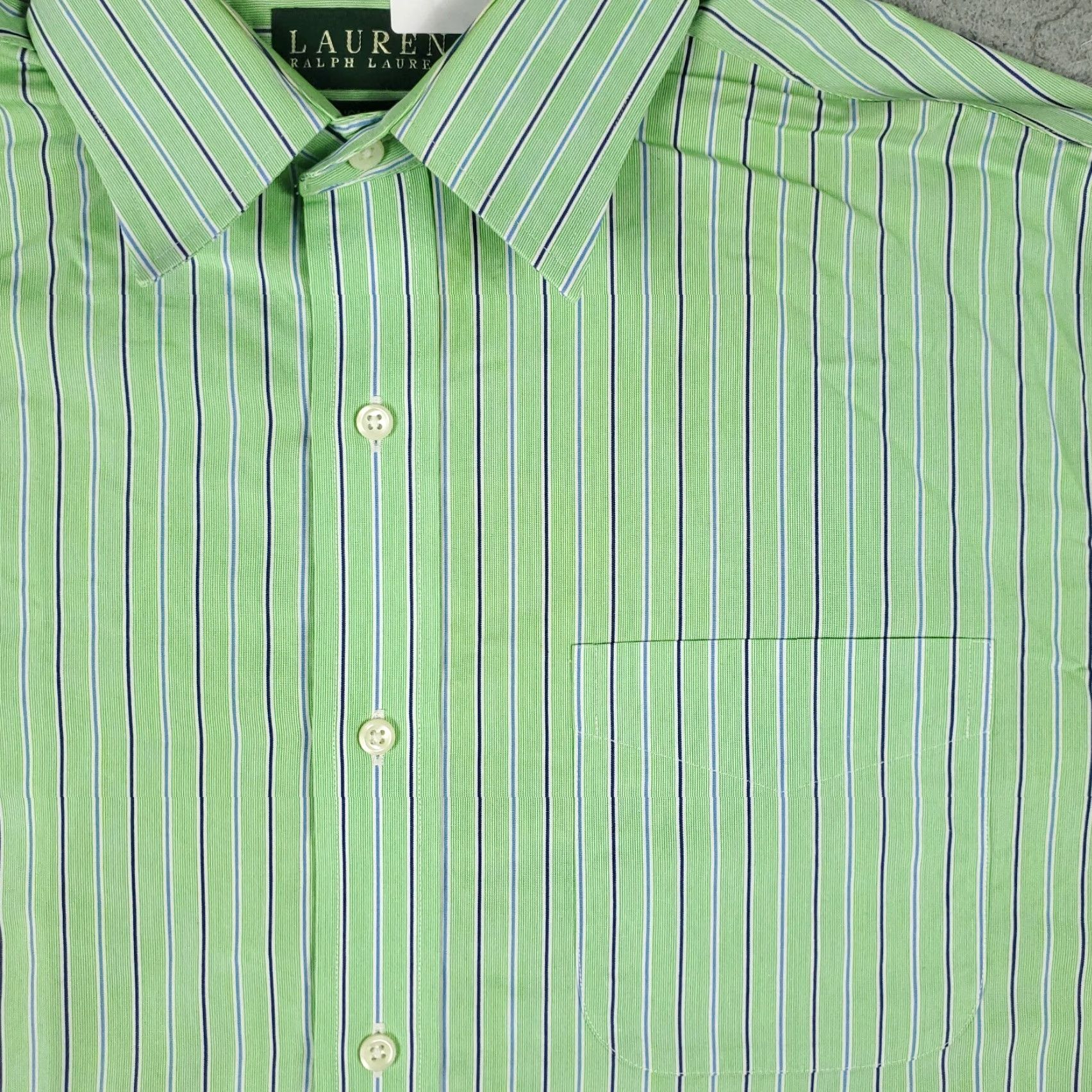 Ralph Lauren Ralph Lauren Dress Shirt Mens 16.5 Green Striped Long Sleeve Button Down Regular Fit Size 42R - 3 Thumbnail