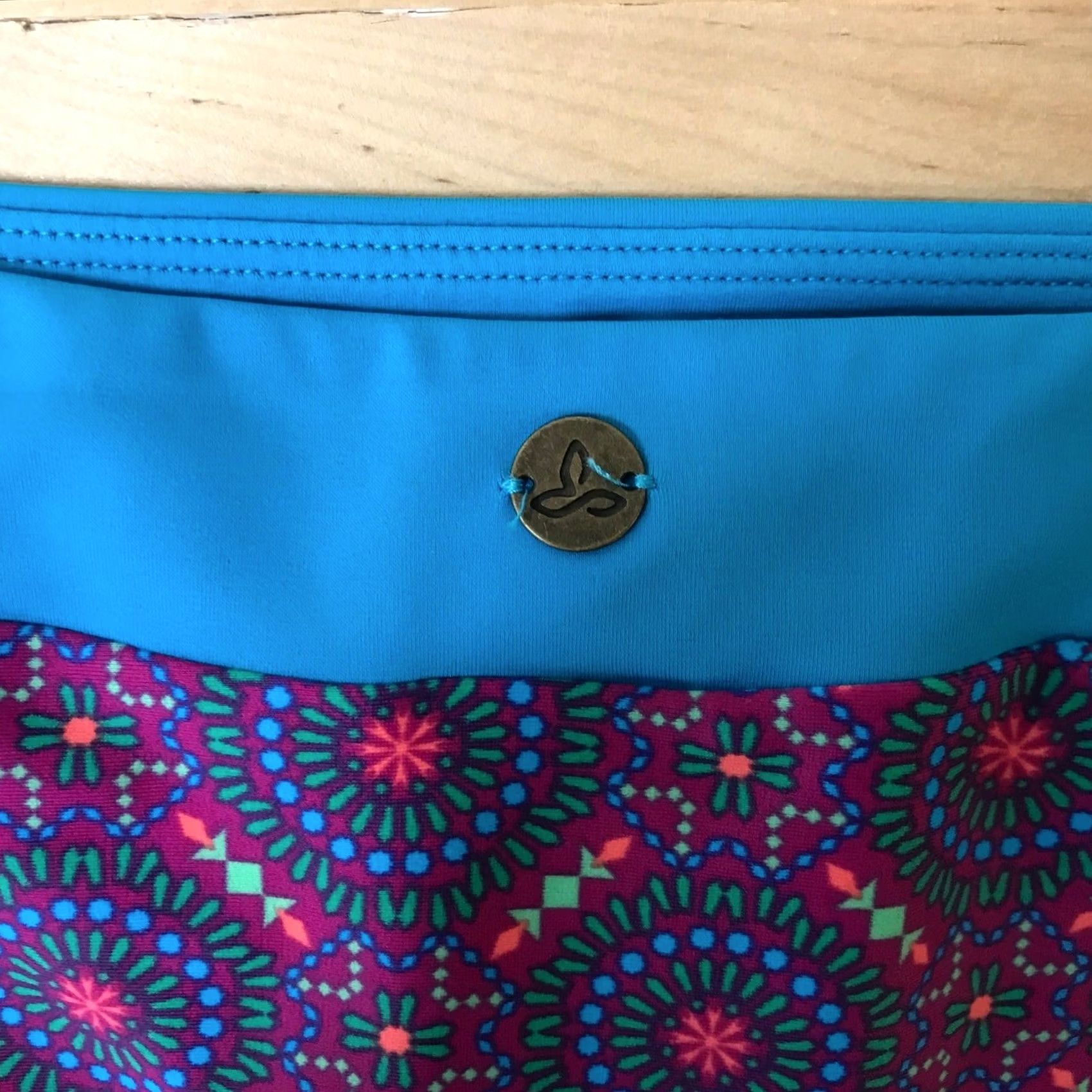 Prana Prana Womens XS Bottoms Bikini Multicolor Geometric Mandala Turquoise Purple Elastic Waist Lined Logo Charm Size 26" / US 2 / IT 38 - 5 Thumbnail