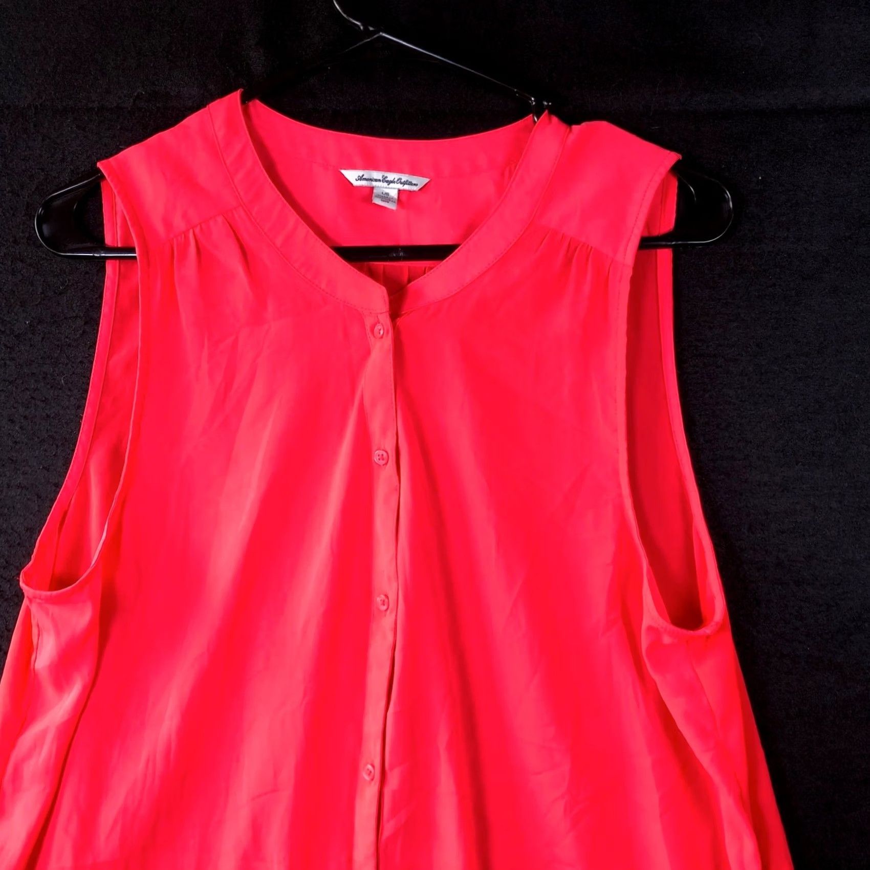 American Eagle Outfitters American Eagle Womens Blouse Sleeveless Neon Pink Button Down Sheer Large Blouse Size L / US 10 / IT 46 - 2 Thumbnail