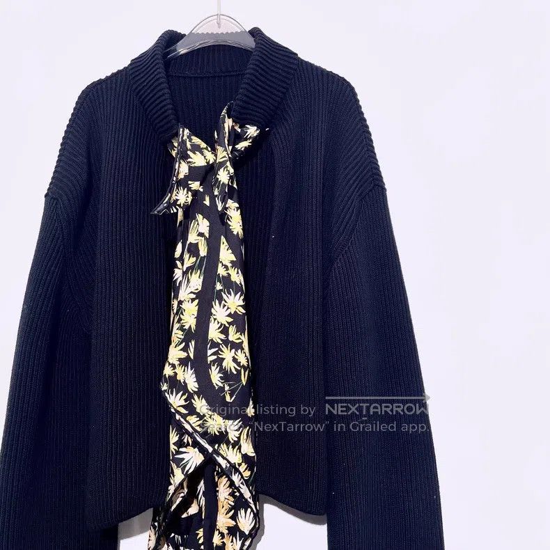 Loewe Loewe Black Daisies Silk Scarf Knit Cardigan Size M / US 6-8 / IT 42-44 - 4 Thumbnail