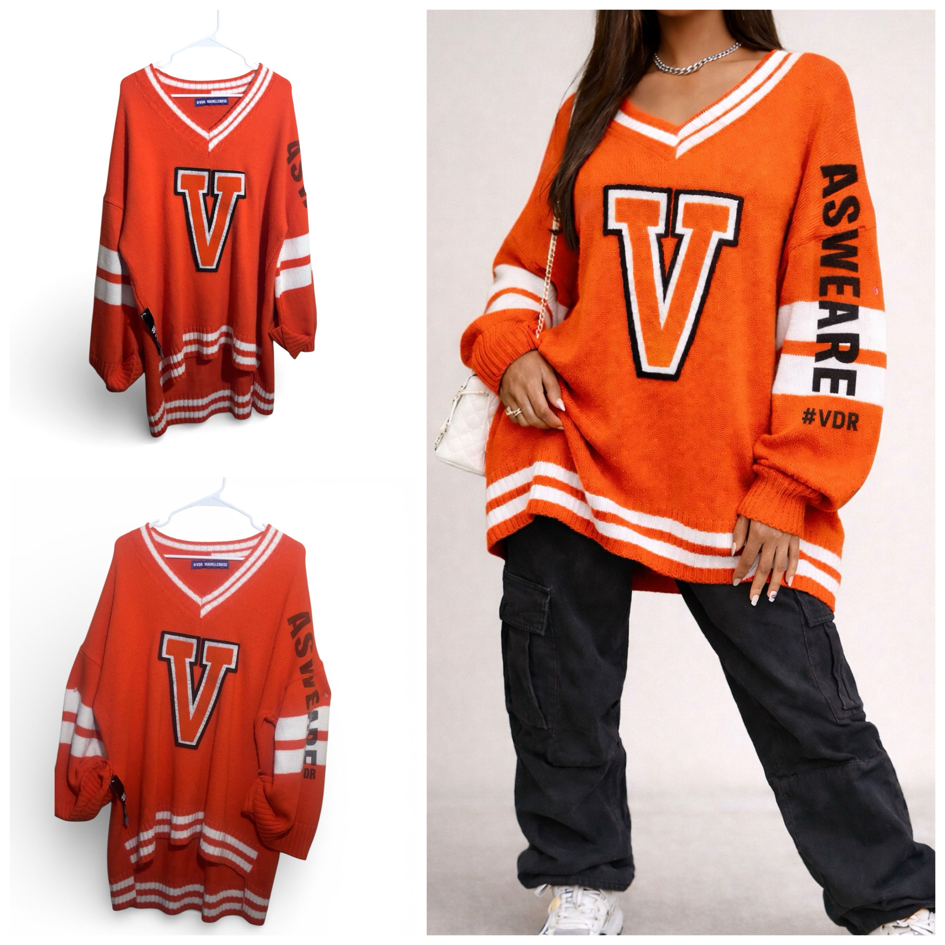Other Viadellerose Varsity Oversized Sweater Italian Streetwear Size ONE SIZE - 1 Thumbnail