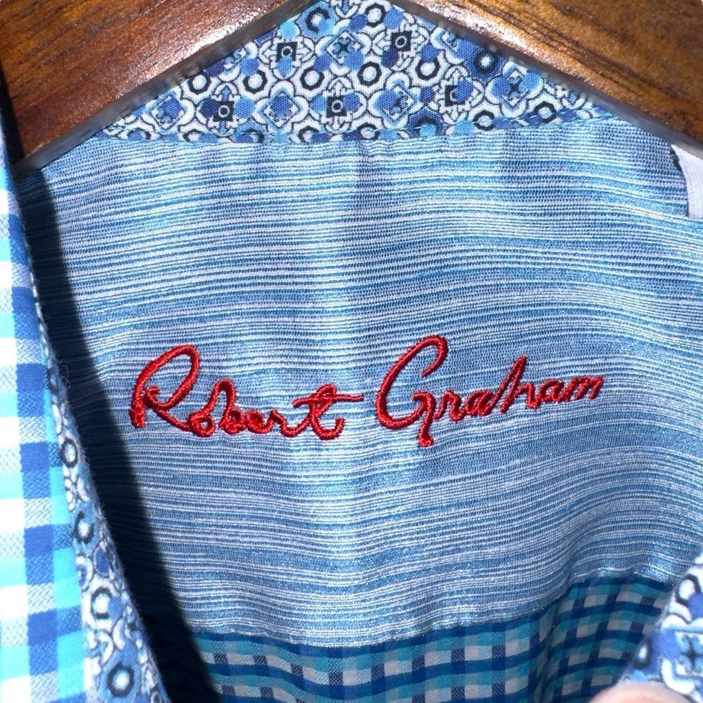 Robert Graham Robert Graham Blue Print Button Up Dress Shirt Size L Size US L / EU 52-54 / 3 - 2 Thumbnail