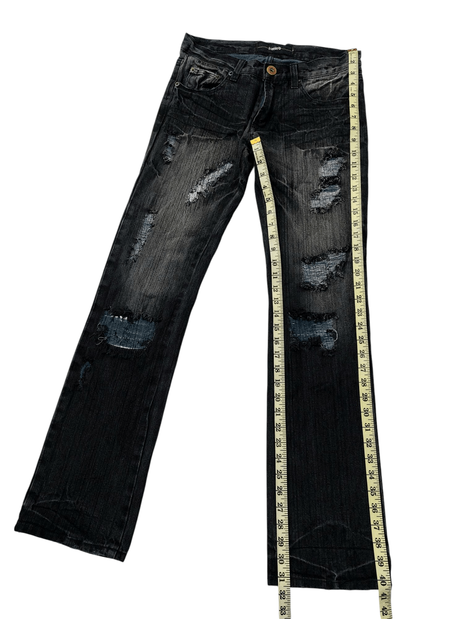 Grudged Limited Ripped Stitch Flare Denim