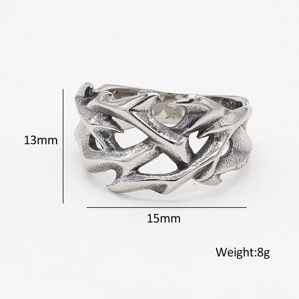 Designer Vintage Punk Stainless Steel Crown of Thorns Rings Size ONE SIZE - 2 Thumbnail