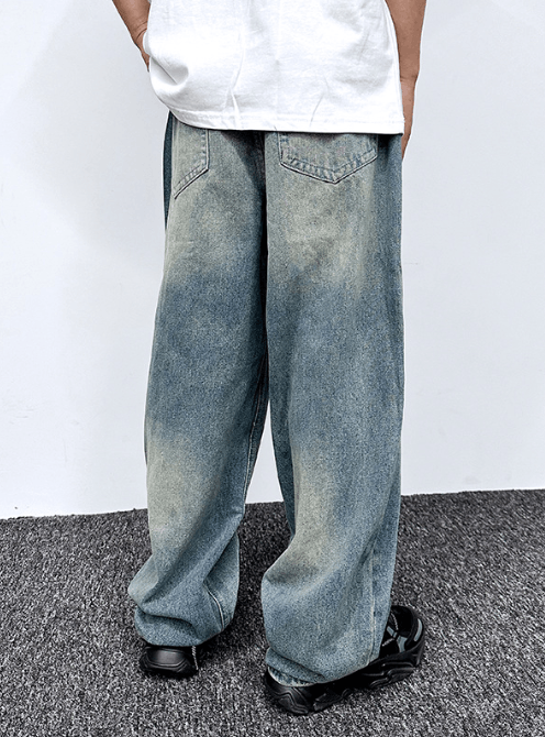 Japanese Brand × Jean Retro washed distressed straight loose slim casual jeans Size US 34 / EU 50 - 4 Thumbnail