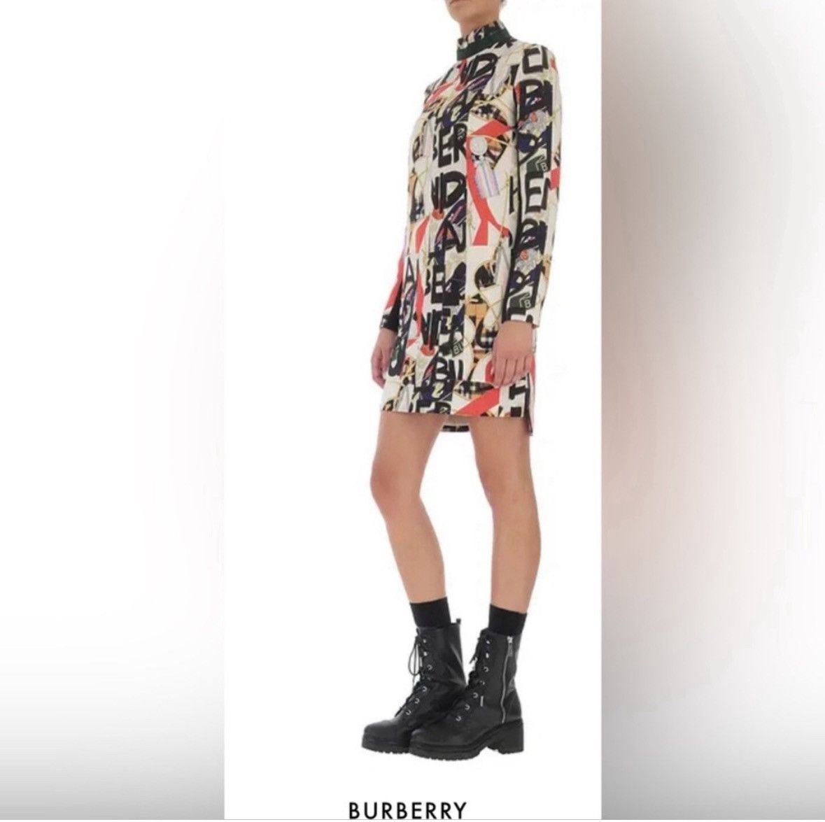 Burberry Burberry London Zoya Graffiti Print Mini Dress Silk Wool Size XS / US 0-2 / IT 36-38 - 3 Thumbnail