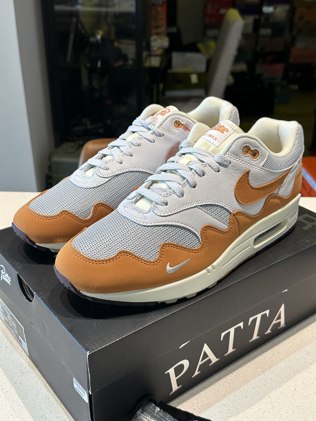 image of Nike x Patta Air Max 1 Monarch Size 11M With Bracelet Shoes in Orange, Men's